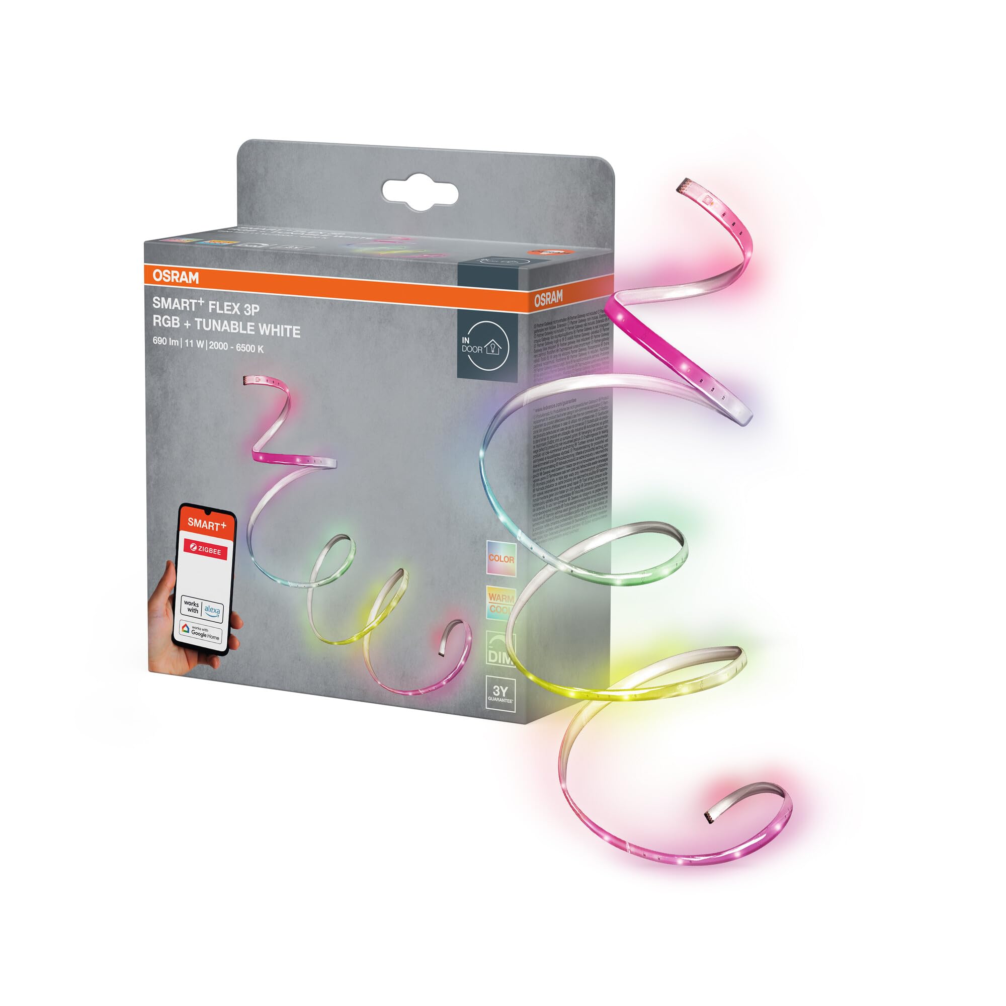 ams OSRAM Smart+ LED Streifen Basis RGBW 180cm Zigbee dimmbar 700lm
