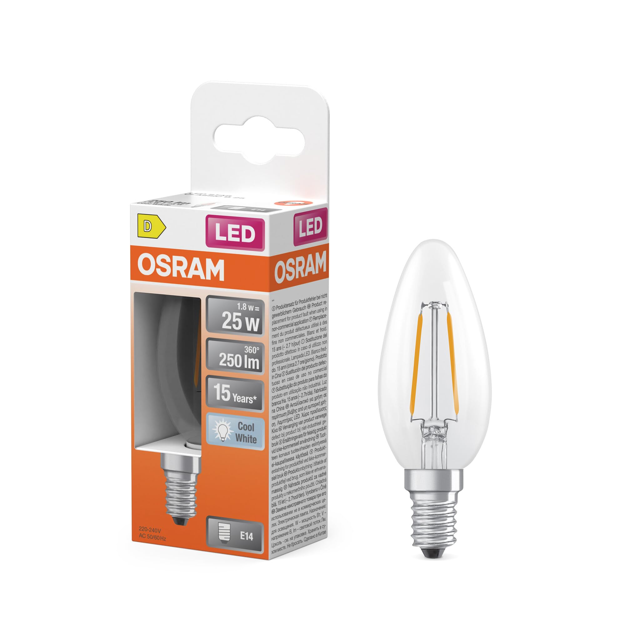OSRAM SMART+ Star B40 LED-Kerzenlampe E14 klar 2er-Pack