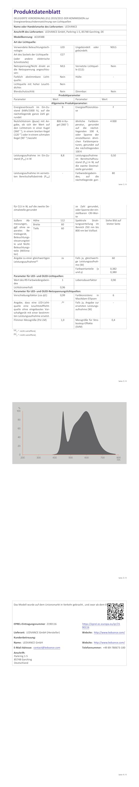 ams OSRAM SMART+ Star A 60 Sensor LED-Lampe E27 4000K