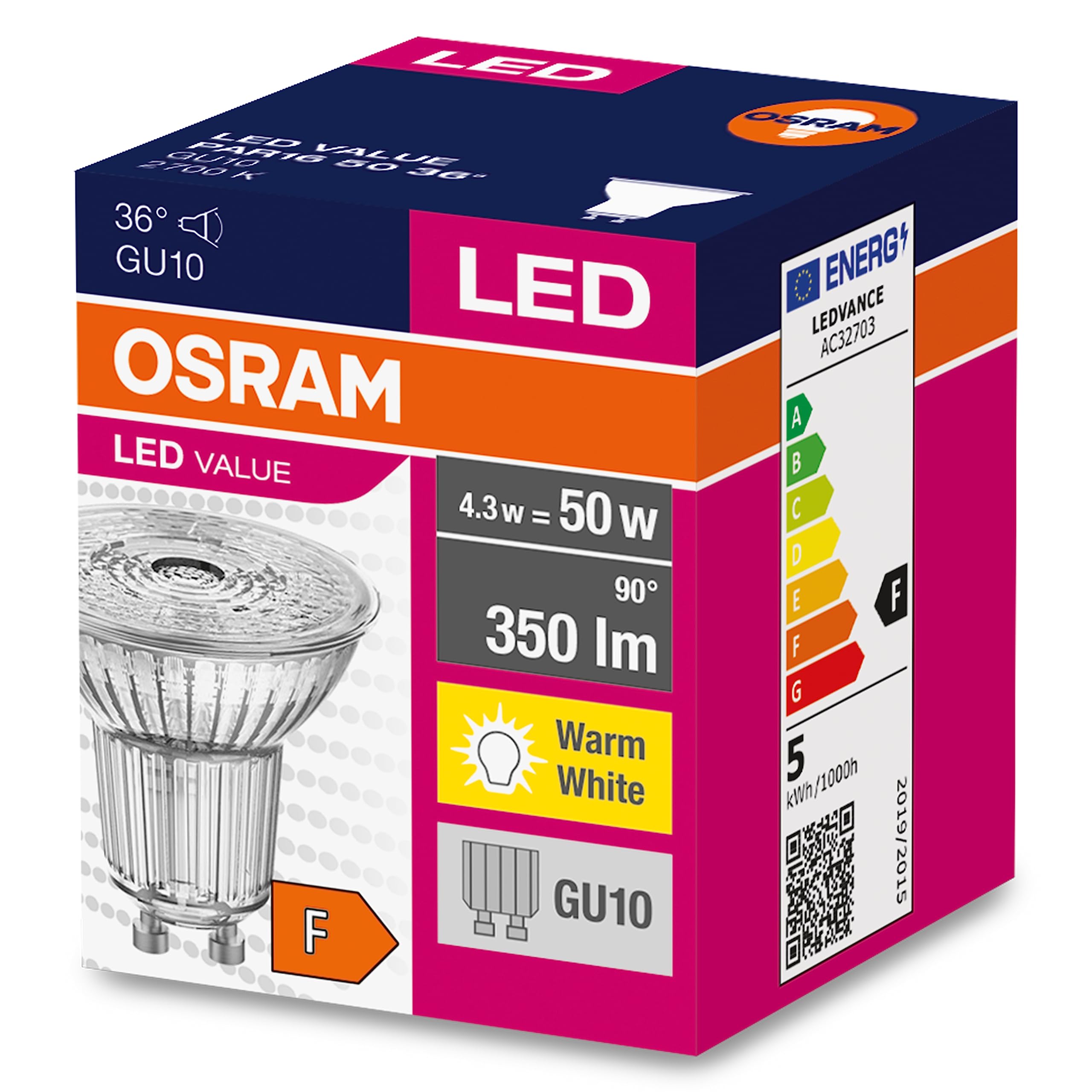 ams OSRAM SMART+ PAR16 GU10 LED 4,3W Warmweiß 10er