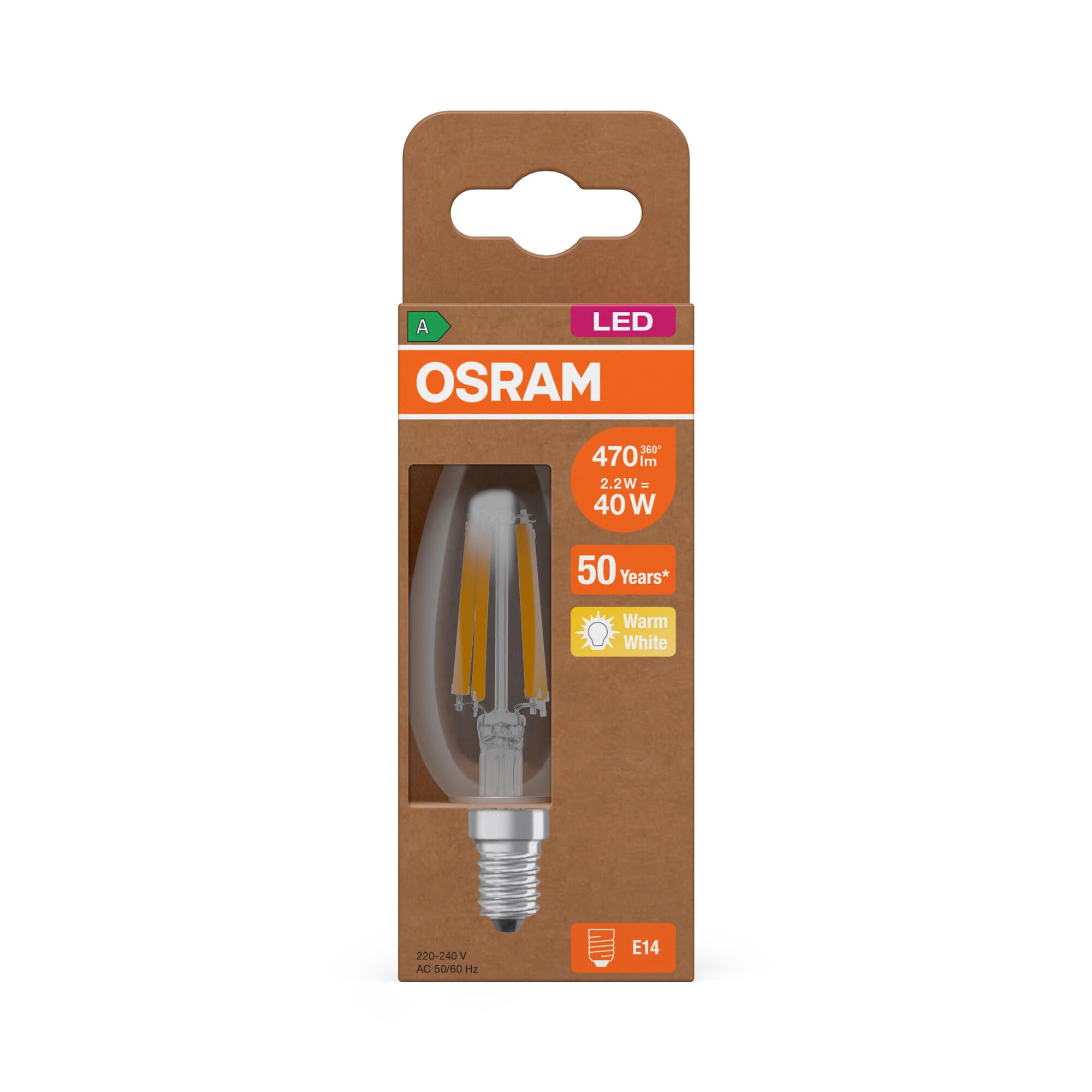 ams OSRAM SMART+ Classic B 40 Filament LED-Lampe E14 1er-Pack A