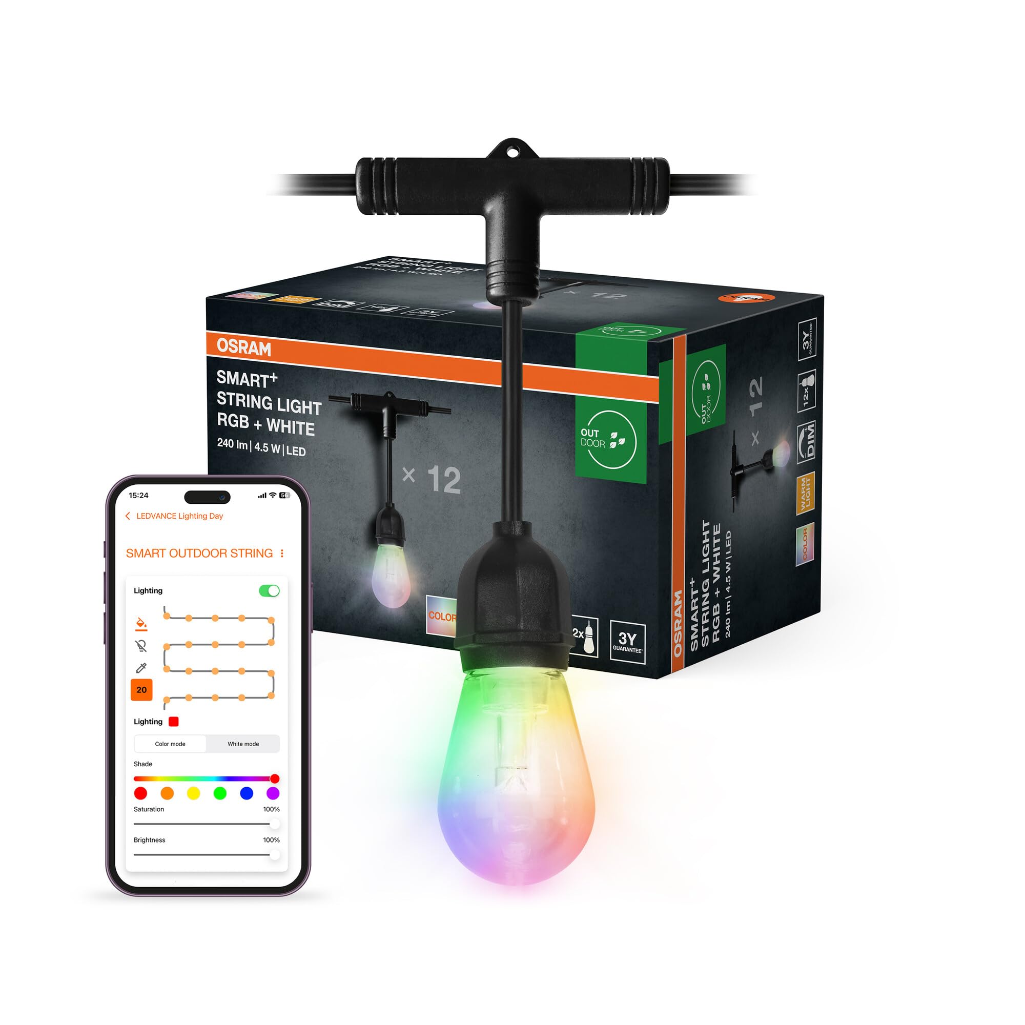 ams OSRAM SMART+ Outdoor WiFi Lichterkette IP44 schwarz