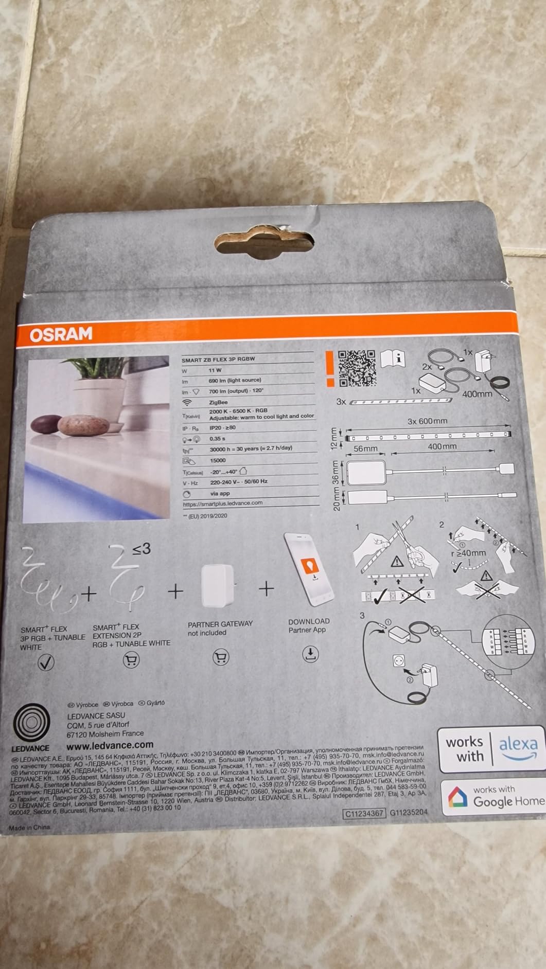 ams OSRAM Smart+ LED Streifen Basis RGBW 180cm Zigbee dimmbar 700lm