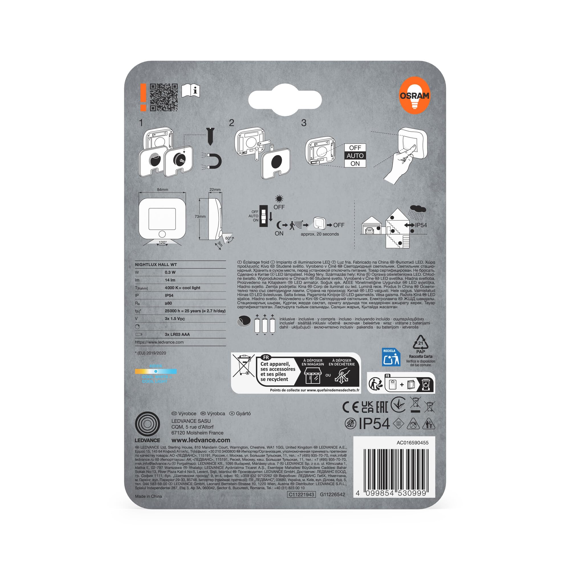 OSRAM SMART+ NIGHTLUX Hall Nachtlicht IP54 4000K