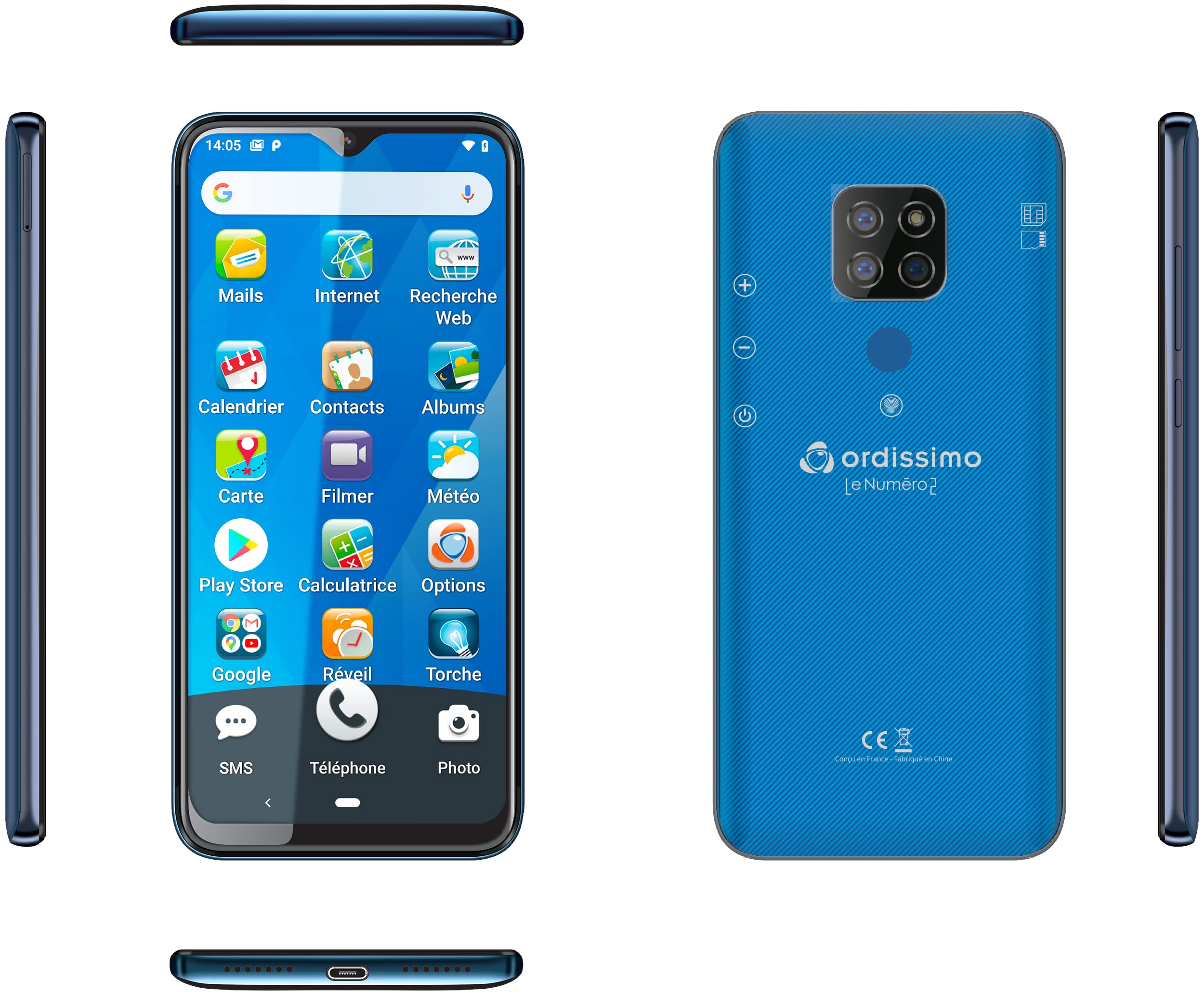 Ordissimo LeNumero2 Senioren-Smartphone 6,3 Zoll blau