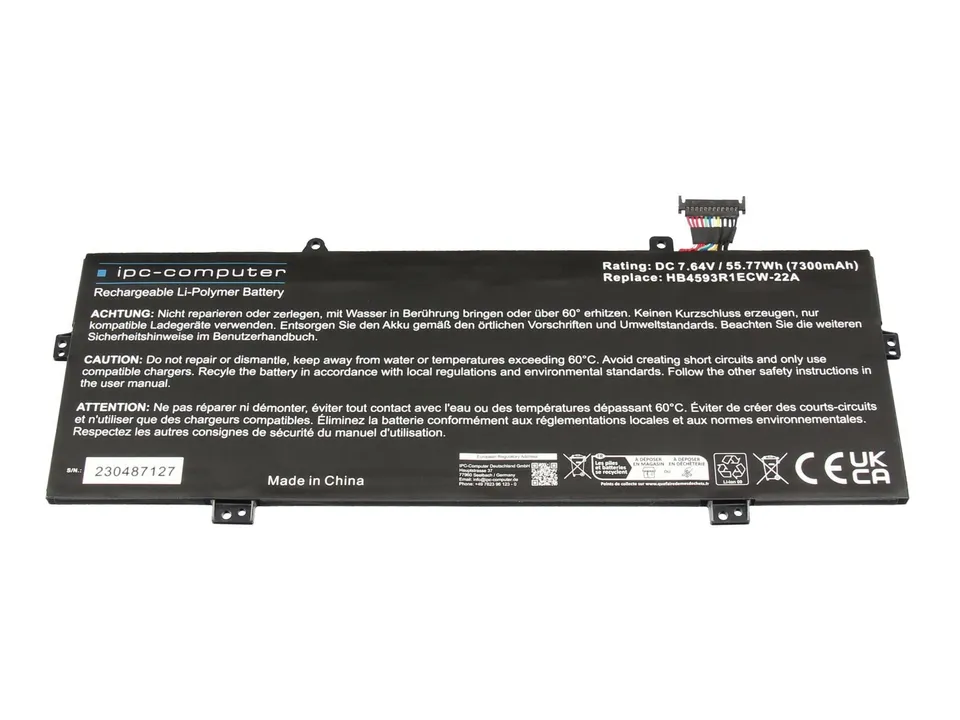 IPC-Computer Akkus HB4593R1ECW-22A Laptop Akku 55,77Wh