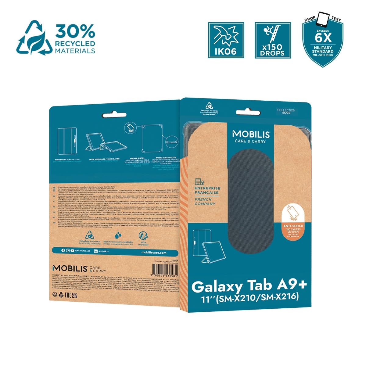 Mobilis Activ+ Edge 060015 Galaxy Tab A9+ Flip-Hülle schwarz