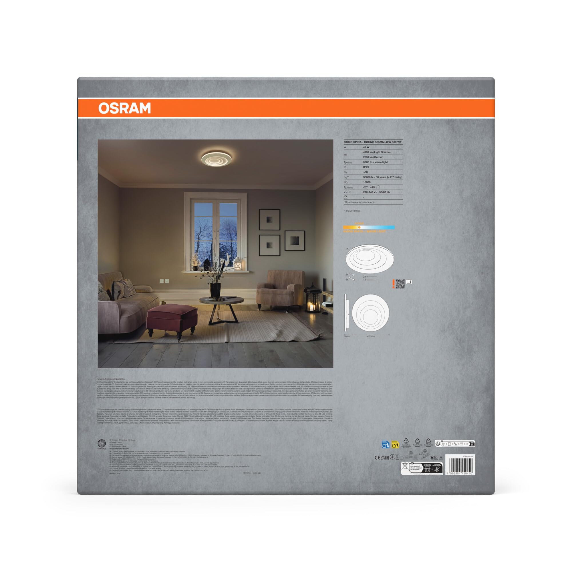 OSRAM ORBIS Spiral Round Deckenleuchte weiß 3000K