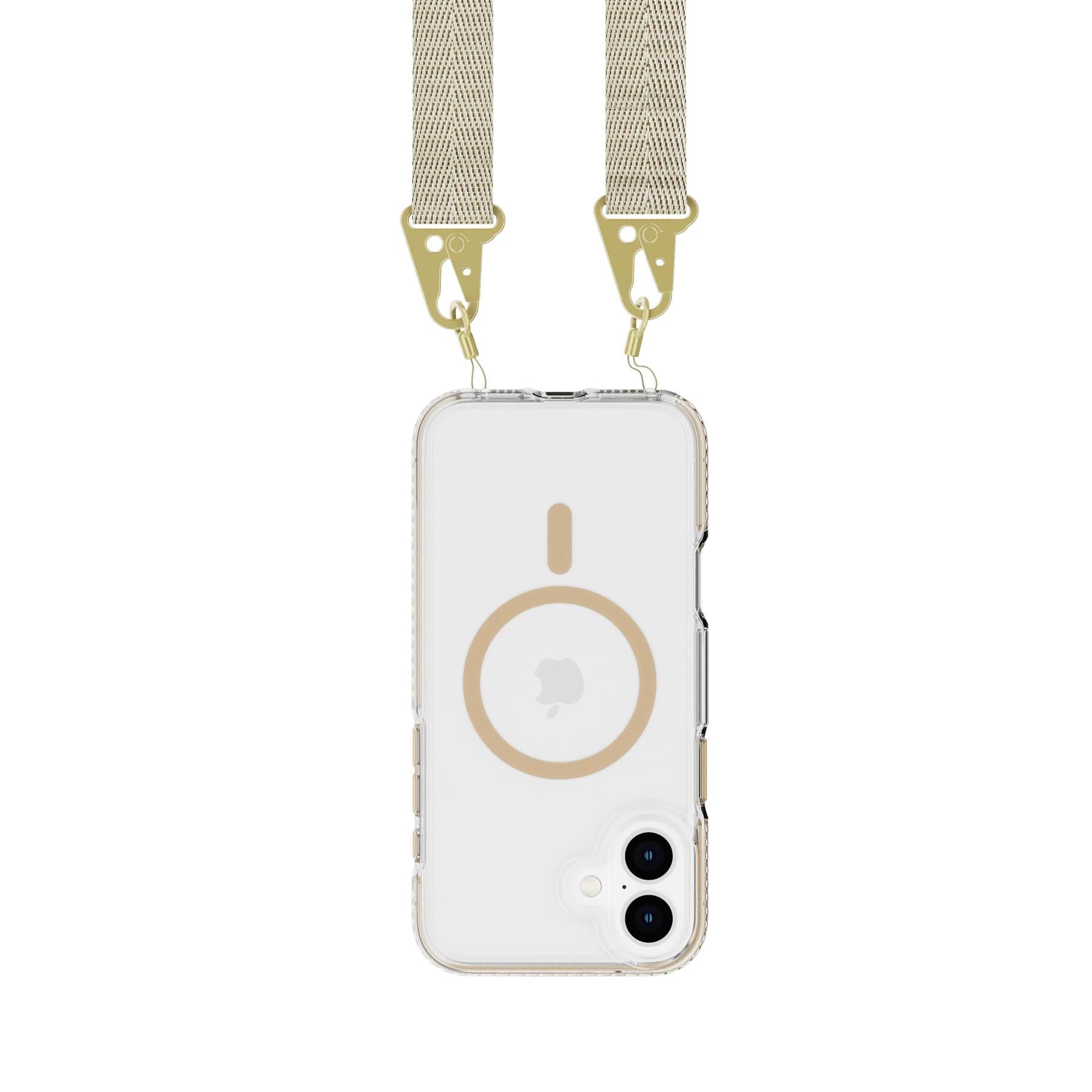Tech21 EvoCrystal iPhone 16 Plus Hülle Gold mit Cross-Body