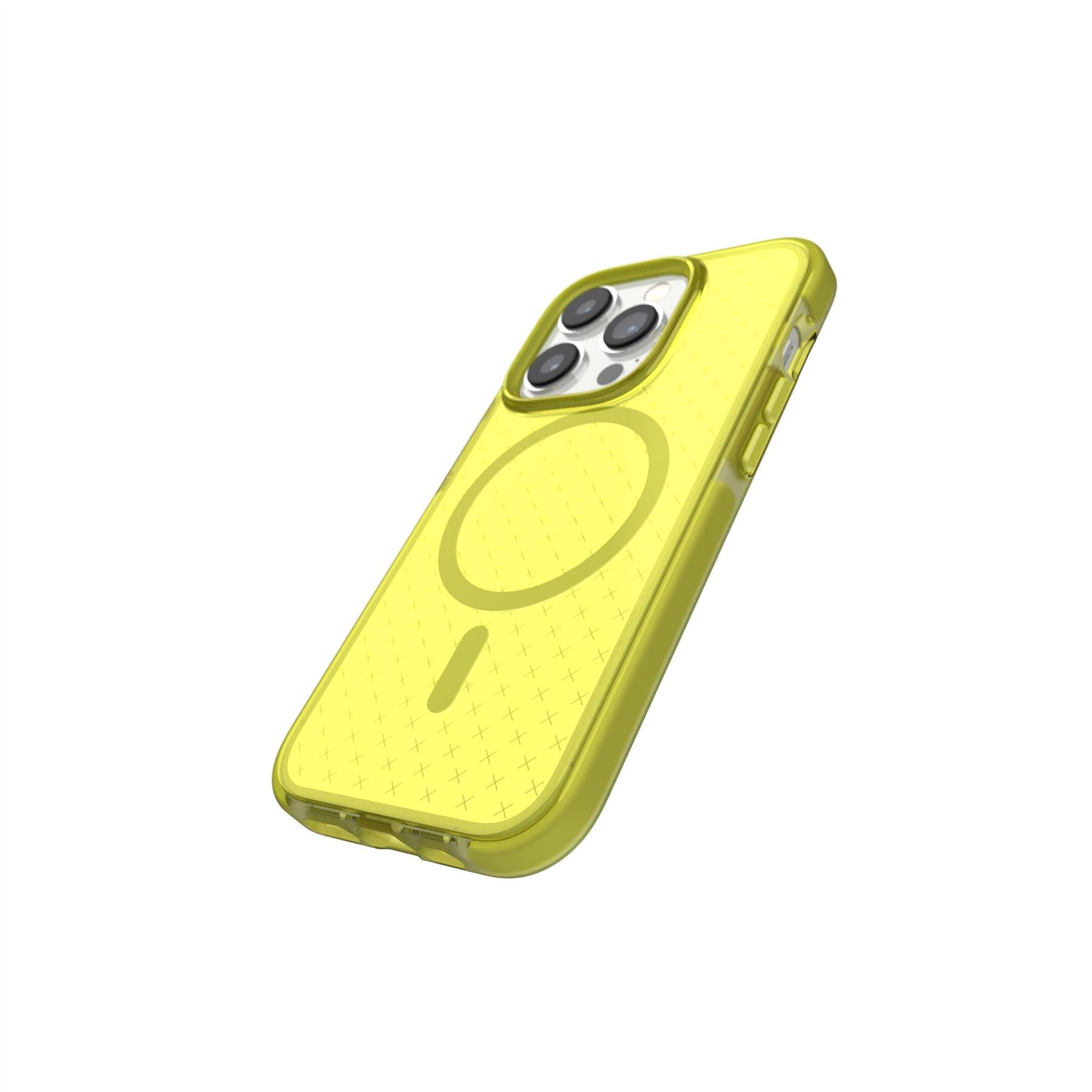 Tech21 EvoCheck iPhone 14 Pro Hülle Acid Yellow MagSafe