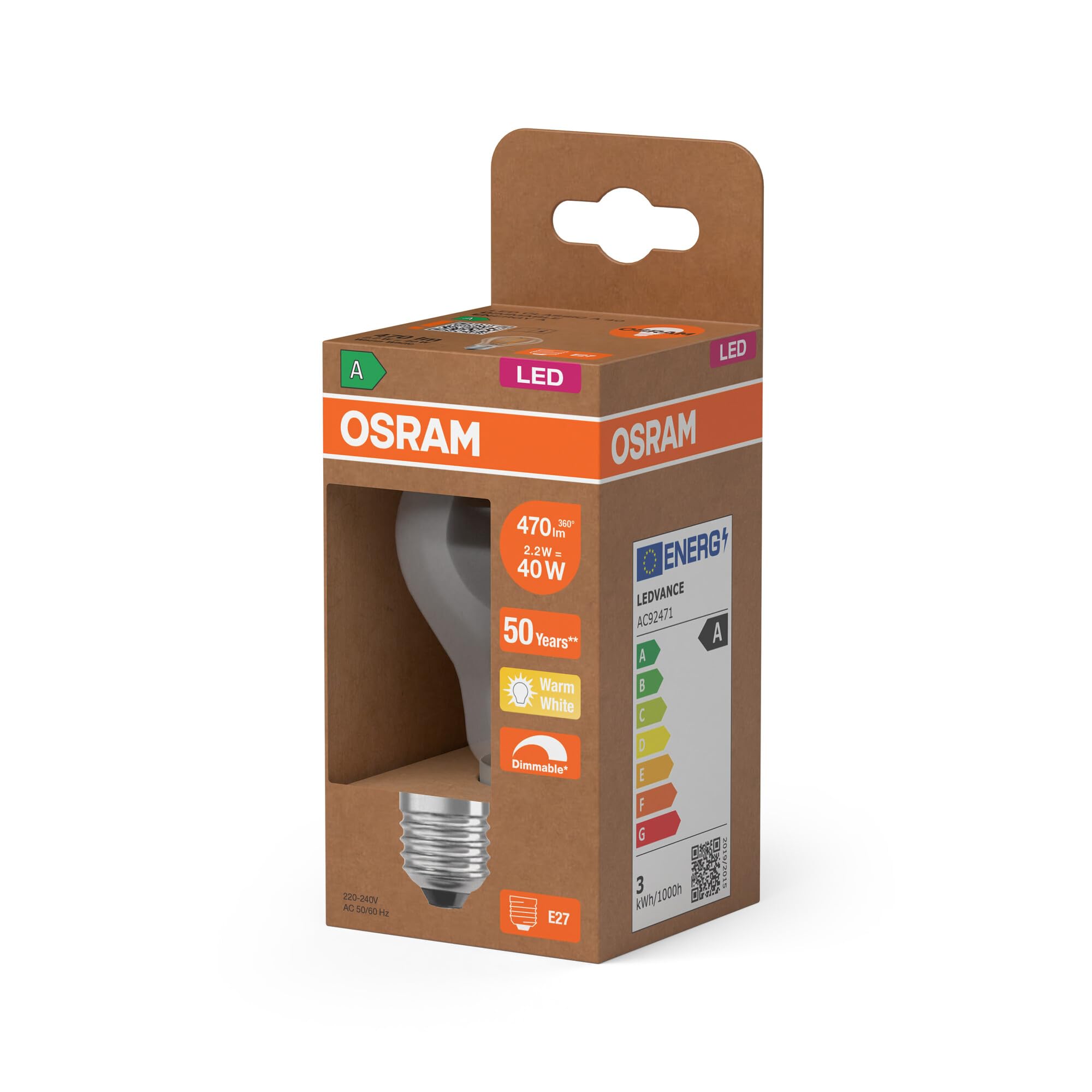 ams OSRAM SMART+ LED Classic A40 DIM E27 2,2W Weiß