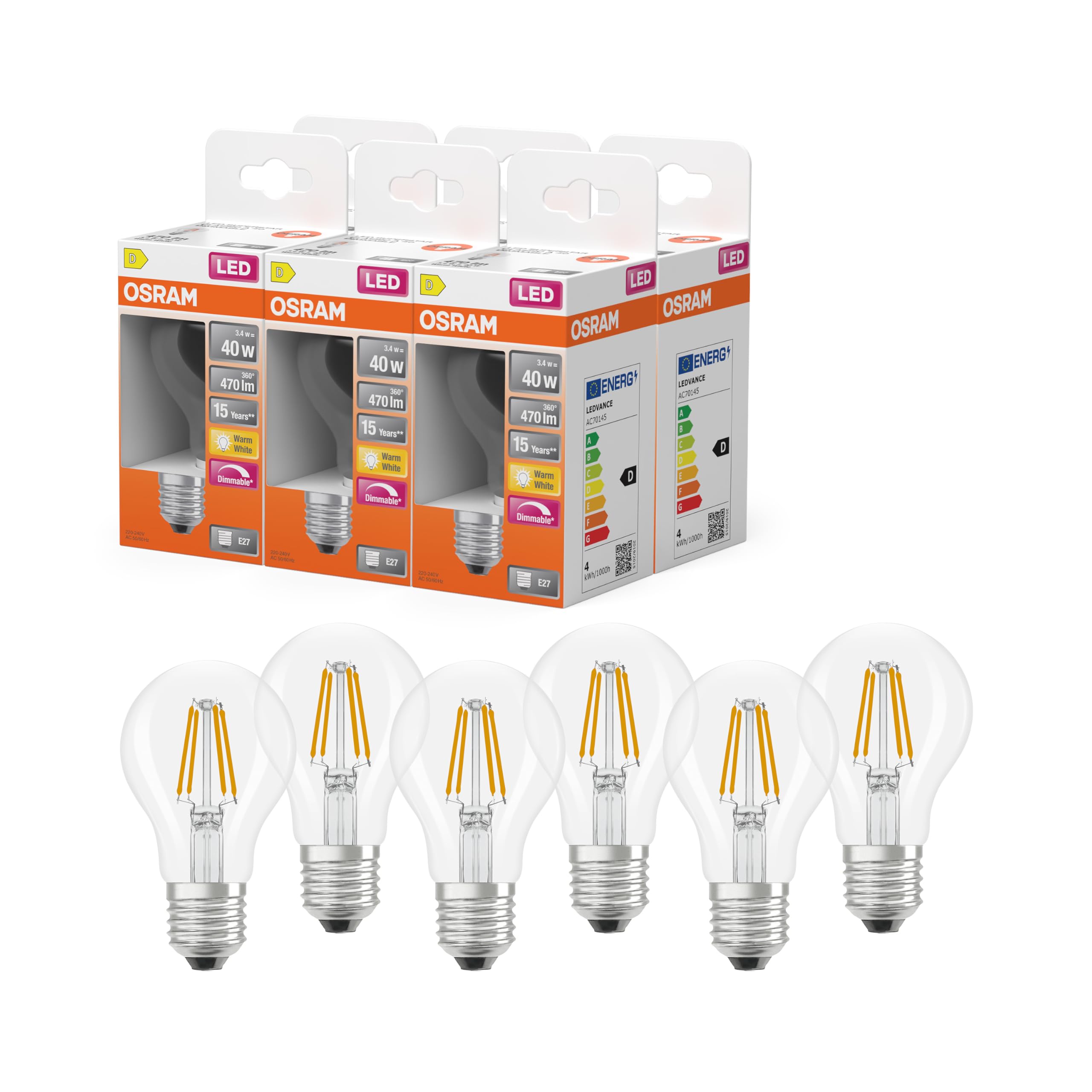 ams OSRAM Superstar LED A60 DIM E27 5,9W Klar 1er-Pack
