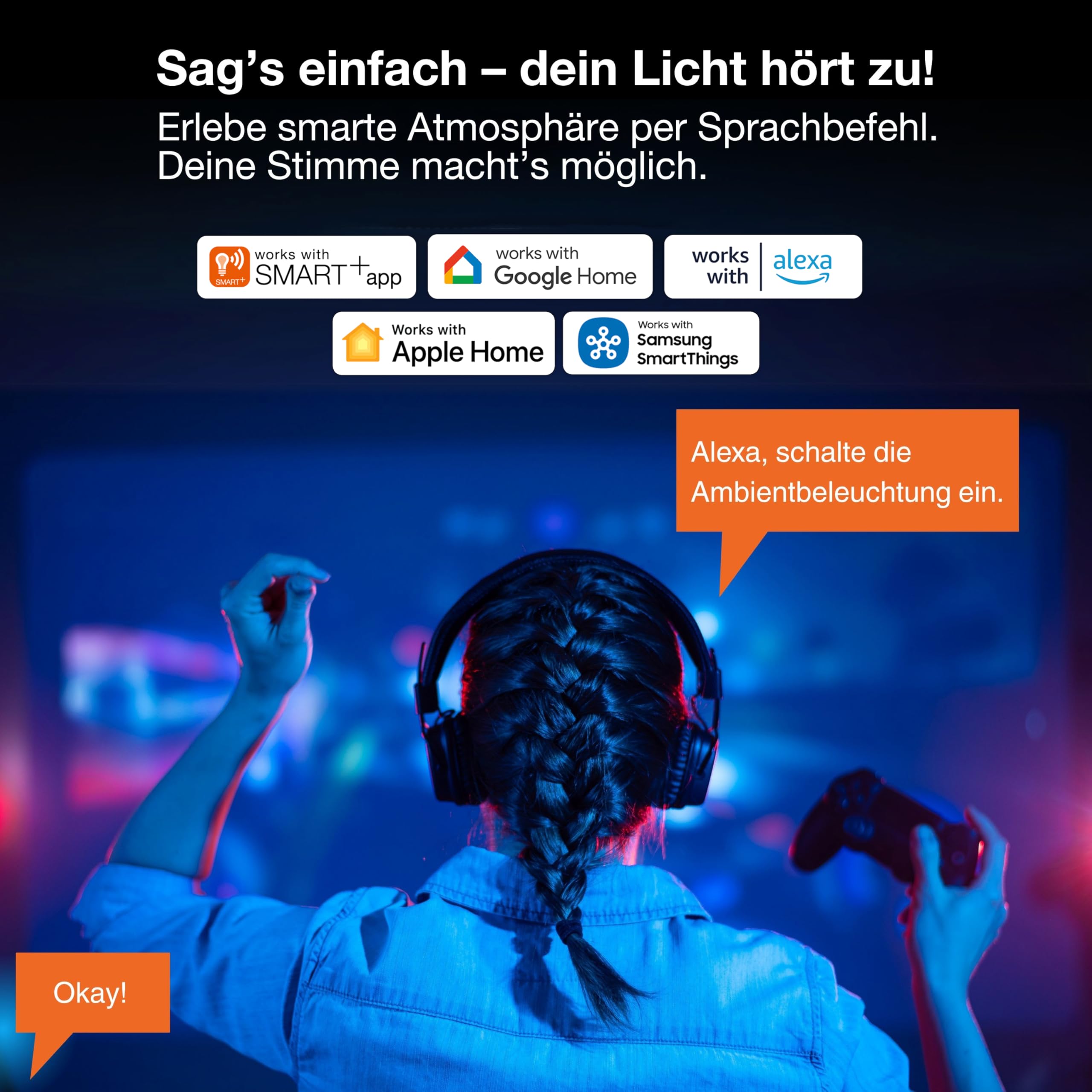 ams OSRAM SMART+ Stehleuchte 1,4m schwarz RGBW WiFi