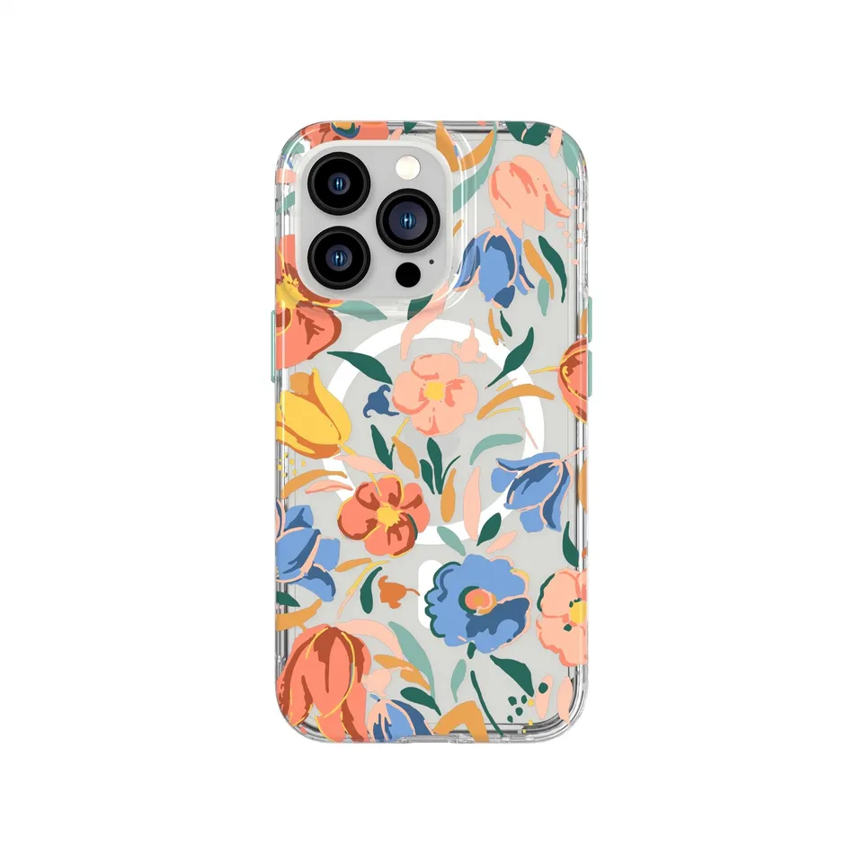 Tech21 EvoArt iPhone 13 Pro Handyhülle Peach Tulip MagSafe
