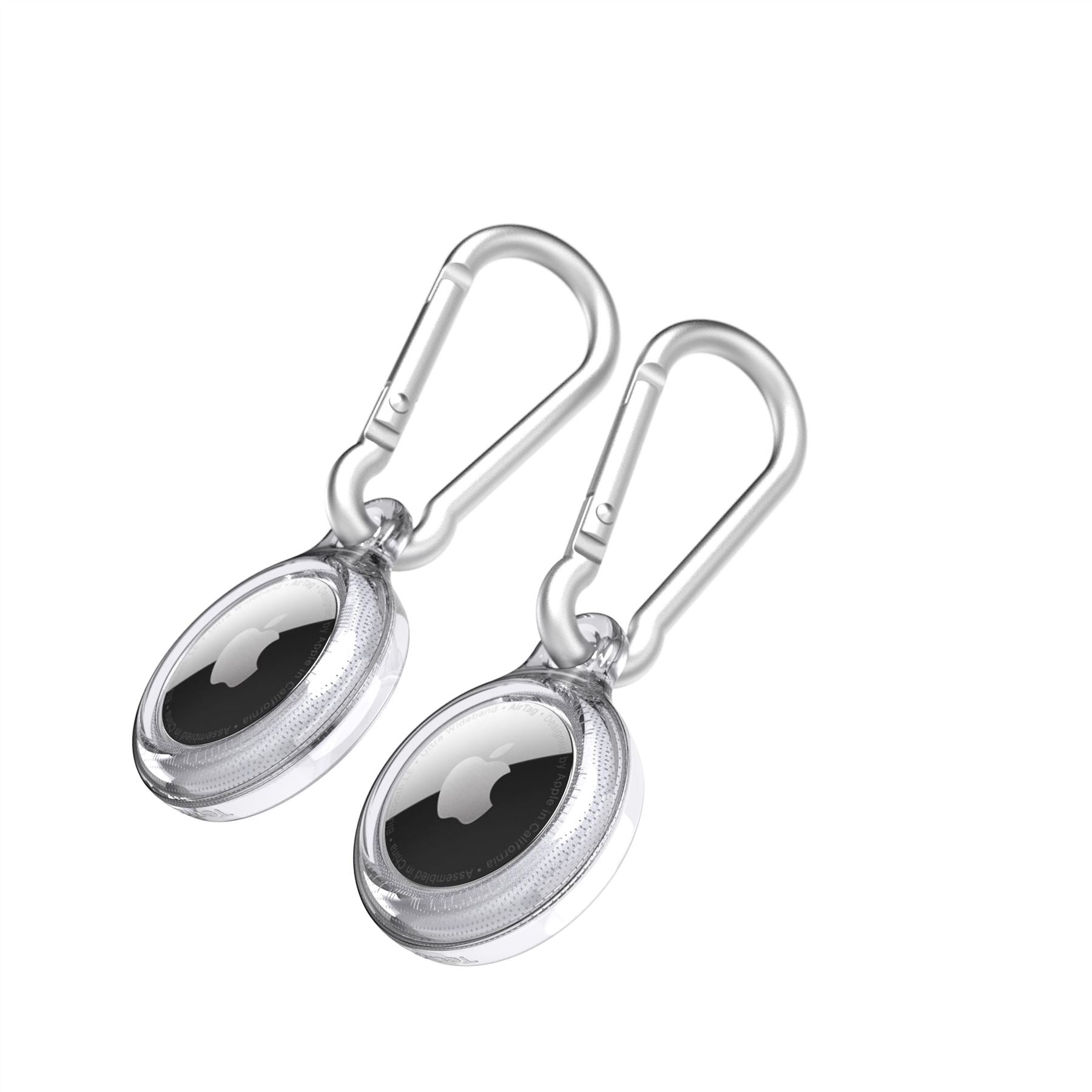Tech21 EvoClear AirTag Hülle transparent 2er Pack mit Karabiner