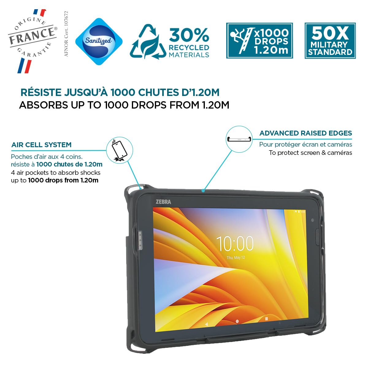 Mobilis RESIST Zebra ET401 Tablet Hülle 10 Zoll schwarz