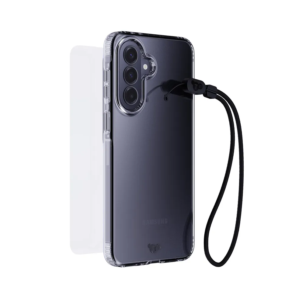 Tech21 EvoLite Clear Galaxy A36 Hülle Bundle Glas Lanyard 3m Schutz