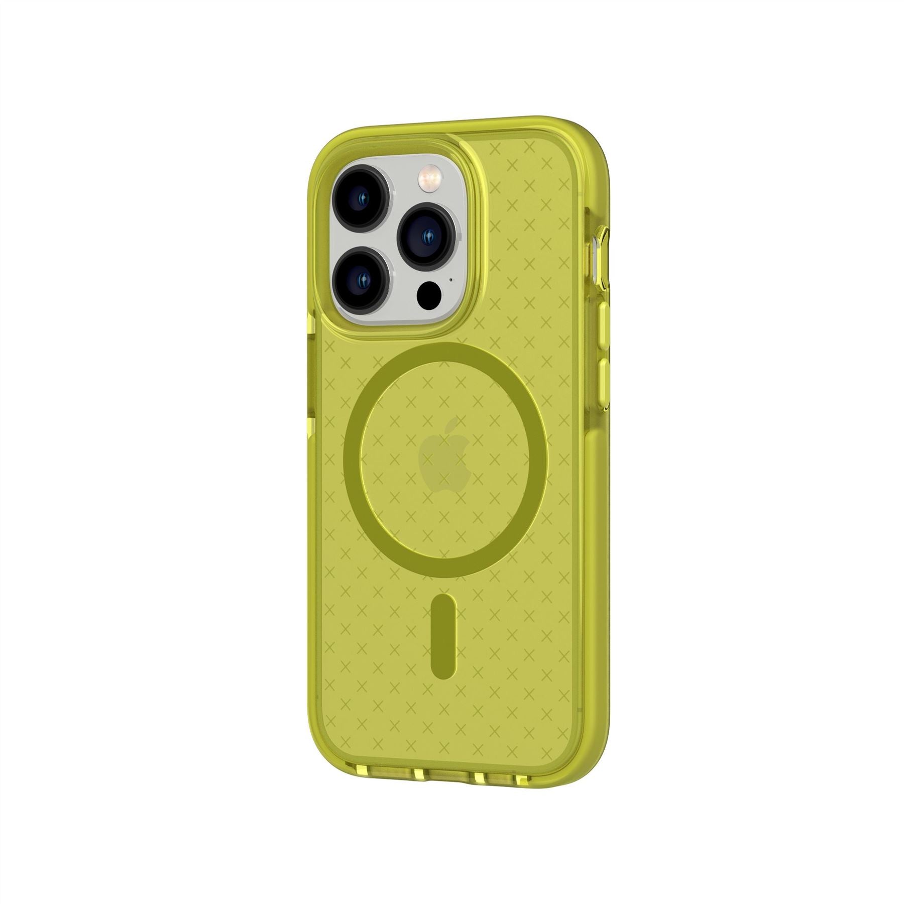 Tech21 EvoCheck iPhone 14 Pro Hülle Acid Yellow MagSafe