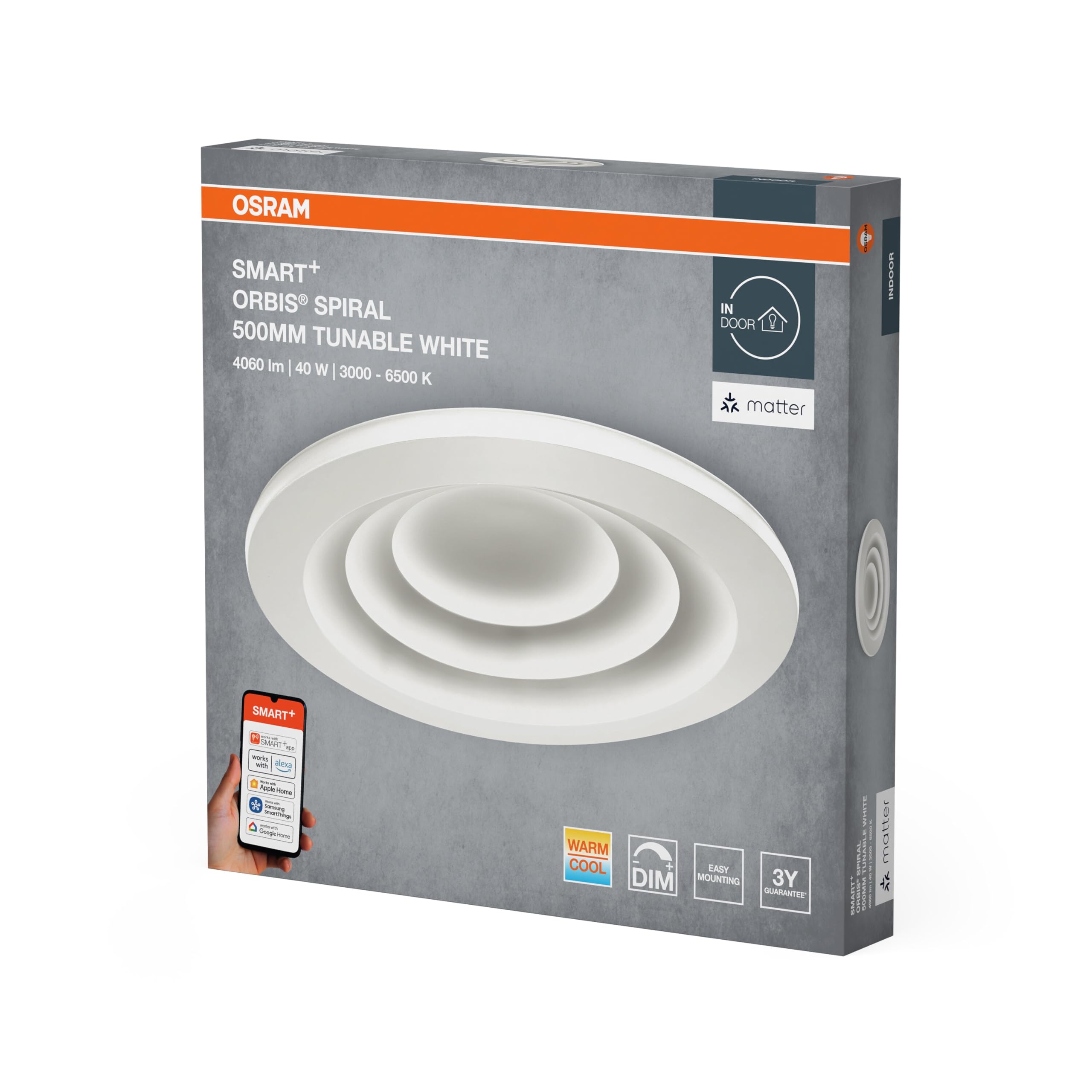 OSRAM SMART+ Spiral Deckenleuchte 500mm weiß 40W Matter