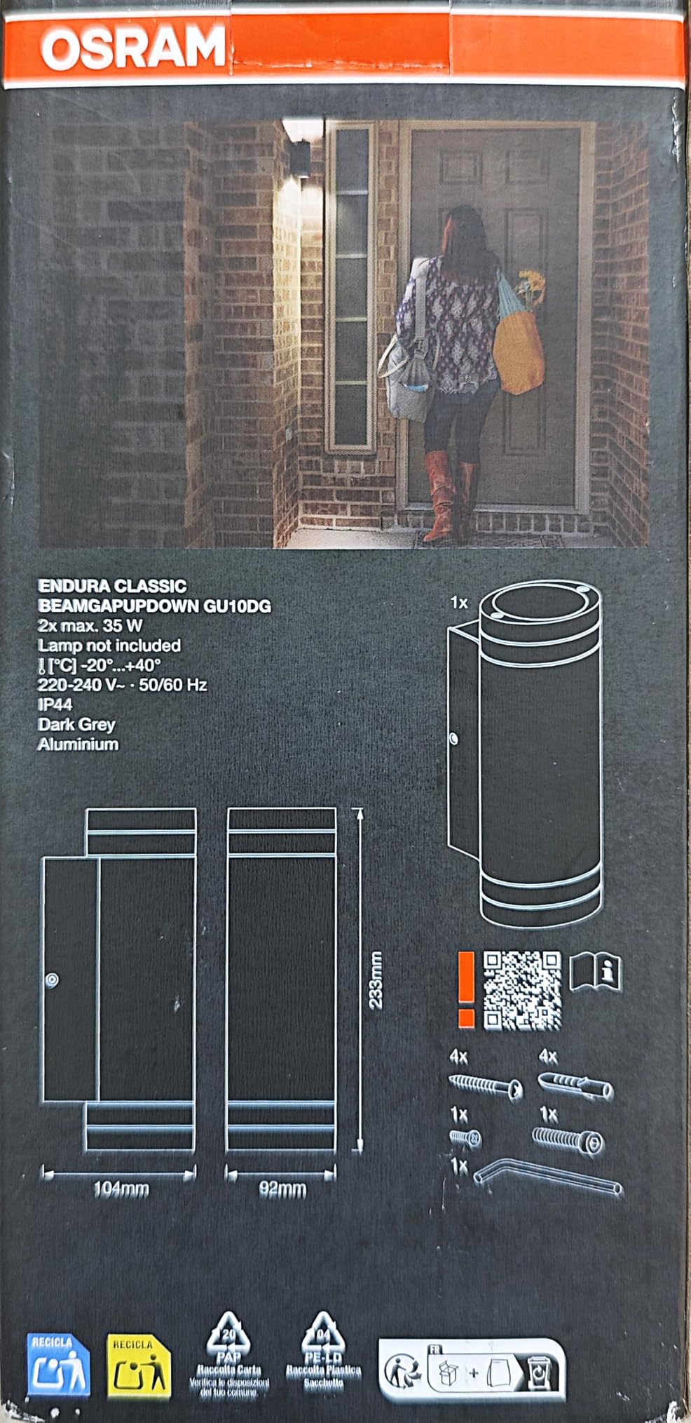 OSRAM SMART+ Beam Gap Außenwandleuchte GU10 dunkelgrau IP44