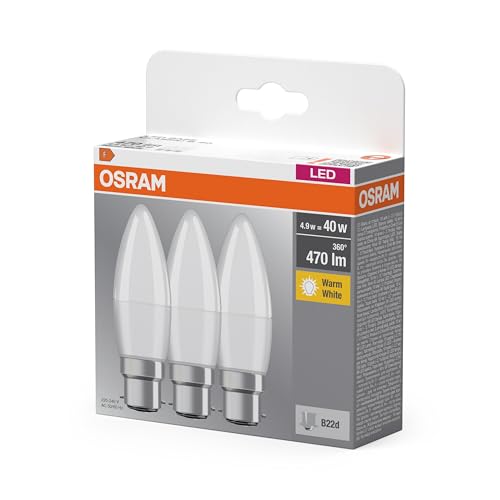 ams OSRAM BASE CLASSIC B LED-Lampe B22d 4,9W 3er-Pack warmweiß