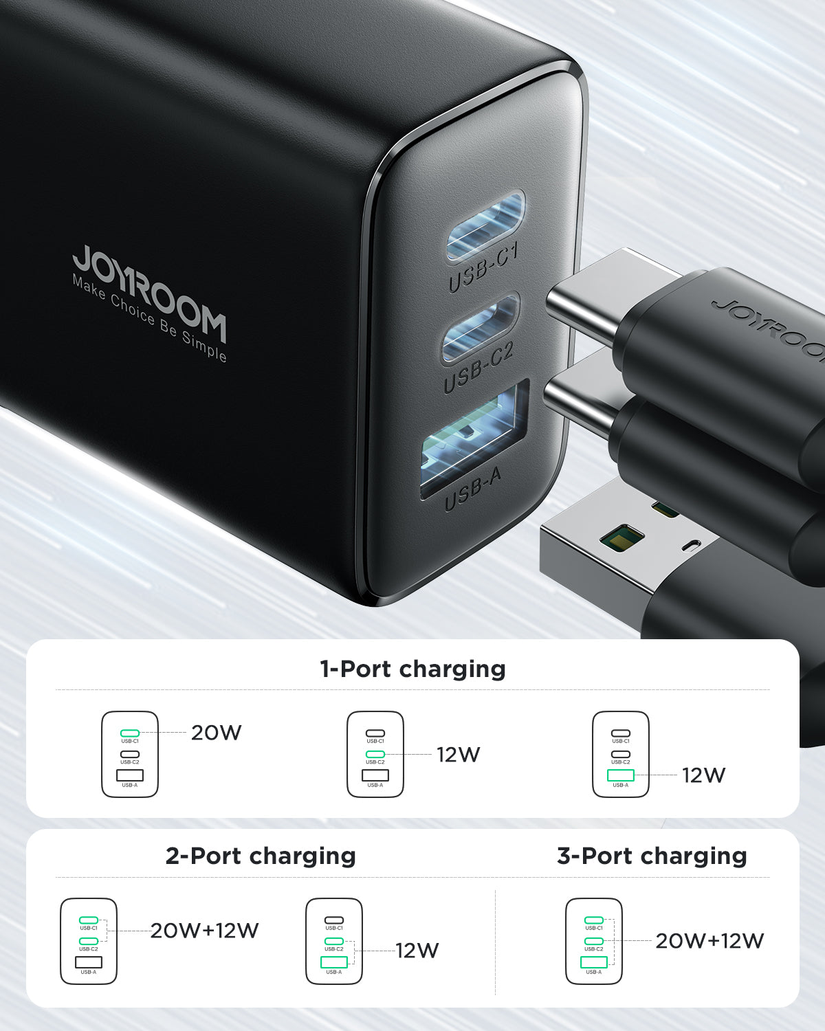 JOYROOM JR-TCF10 32W Schnellladegerät Schwarz 3-Port