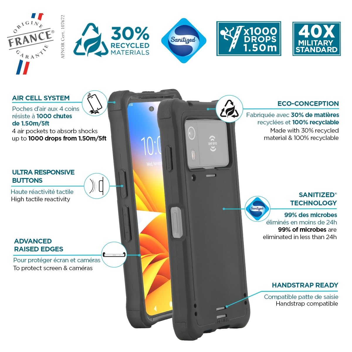 Mobilis Protech Zebra EM45 Hülle Schwarz stoßfest