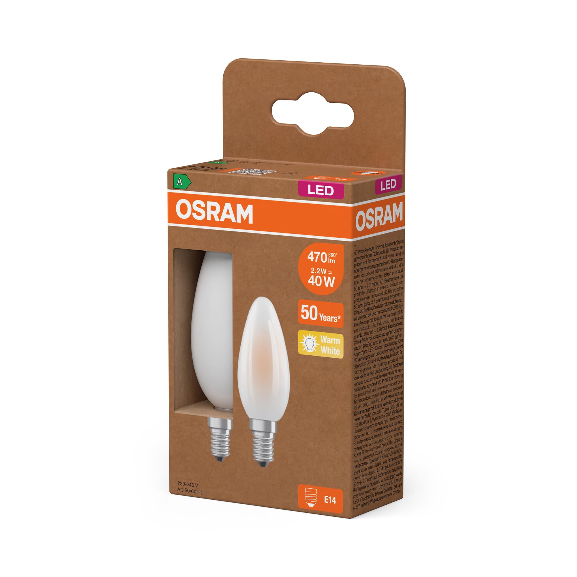 ams OSRAM SMART+ LED Classic B 40 E14 matt 2,2W