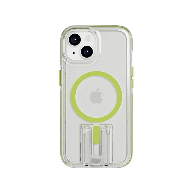 Tech21 EvoCrystal Kick MagSafe iPhone Hülle Lime Ständer