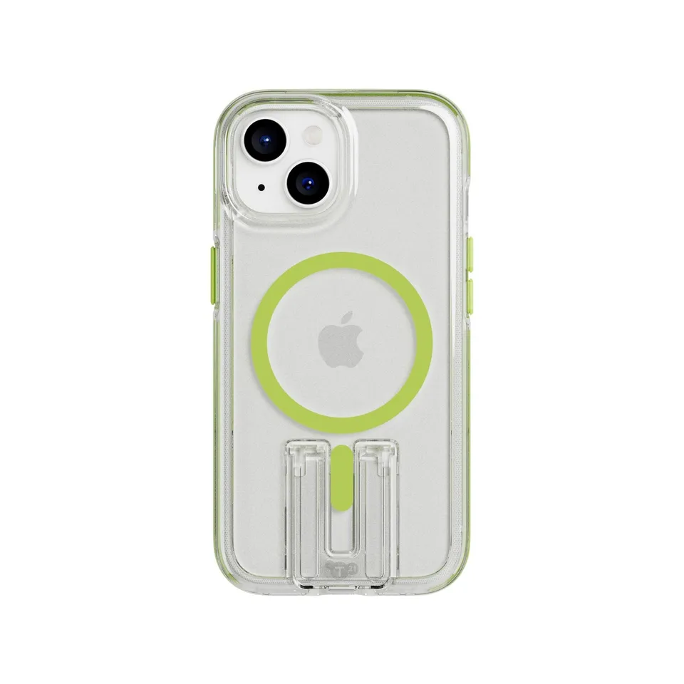 Tech21 EvoCrystal Kick MagSafe iPhone Hülle Lime Ständer