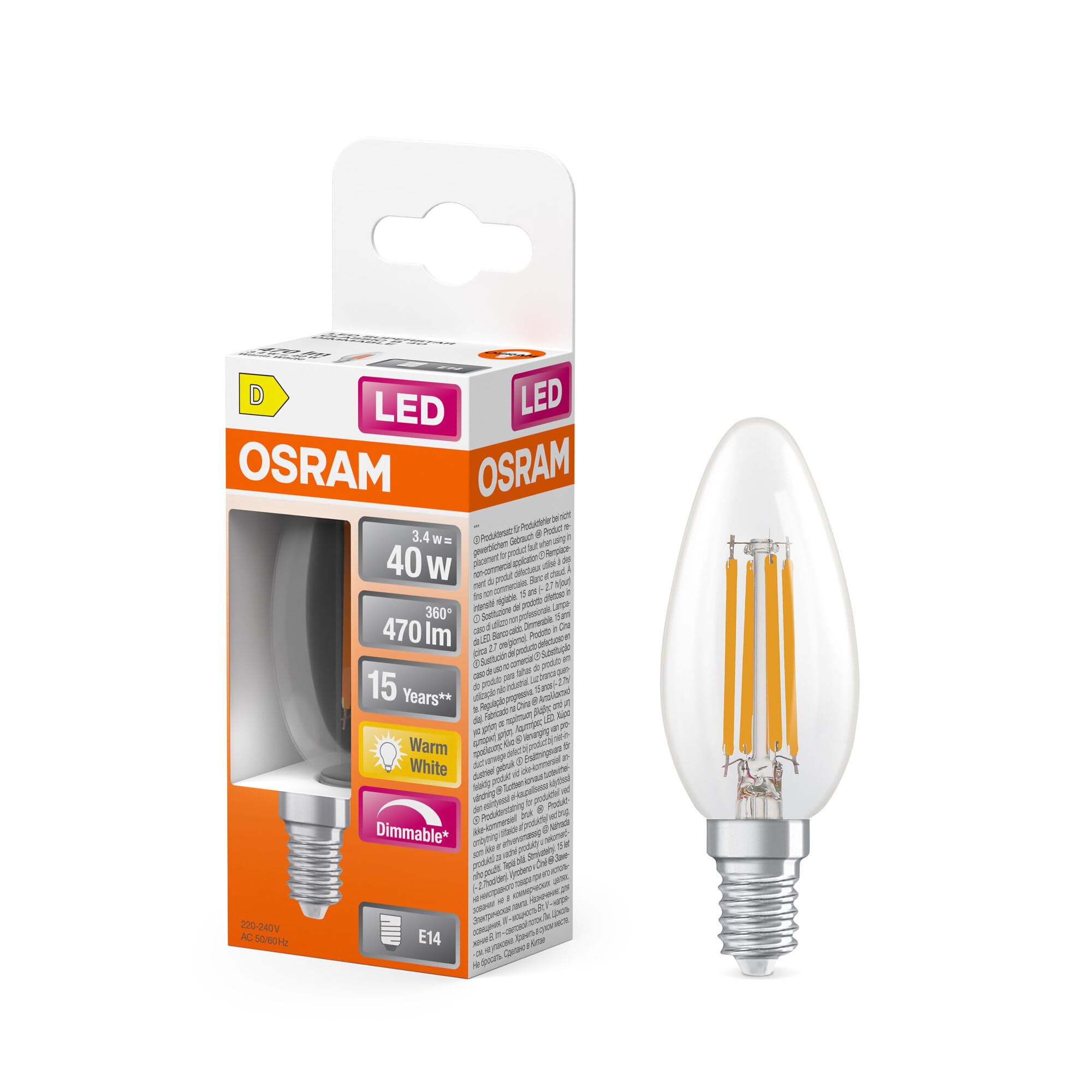 ams OSRAM SMART+ Superstar B 40 Kerze E14 3,4W warmweiß