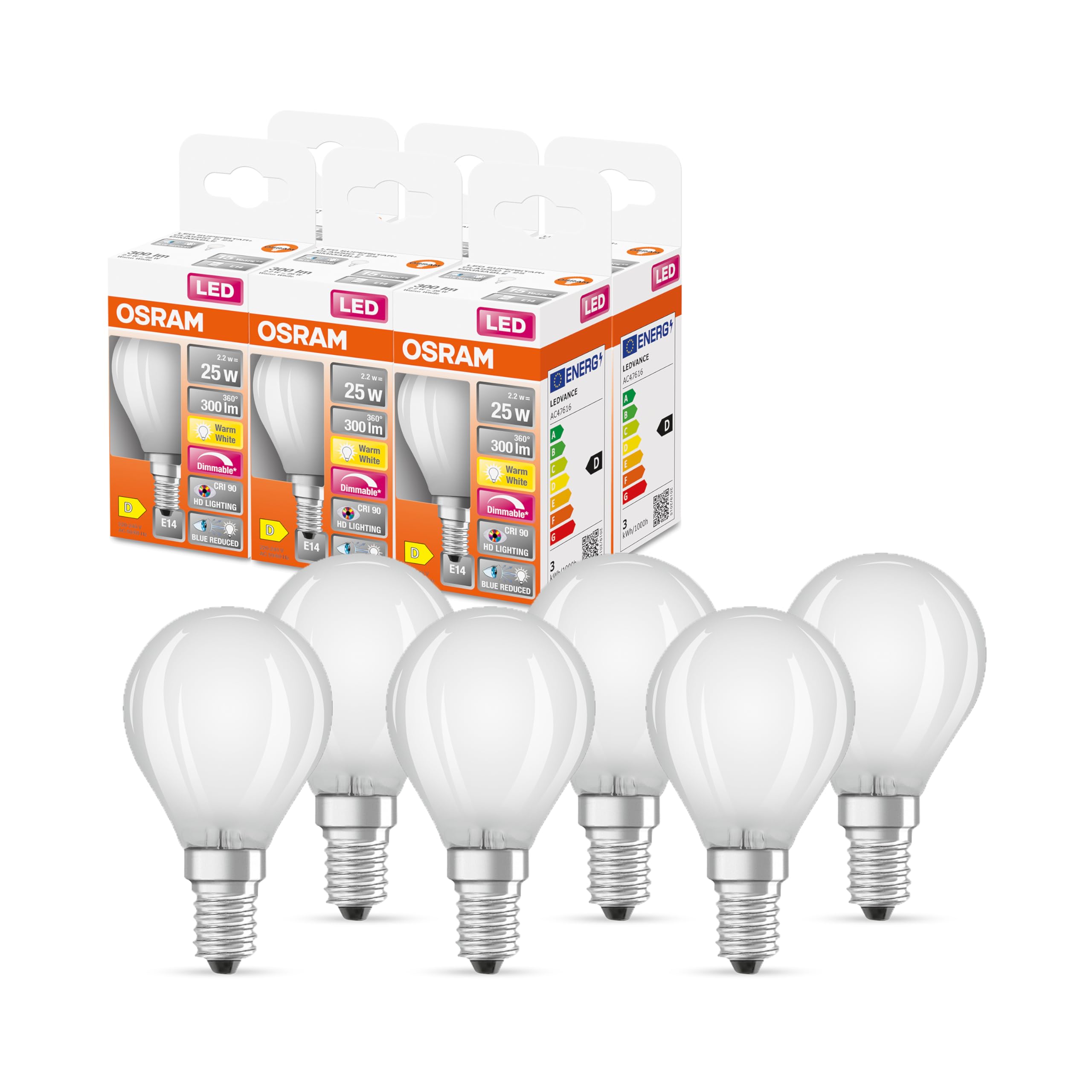 ams OSRAM SUPERSTAR+ Classic P LED E27 Tropfenform 25W warmweiß