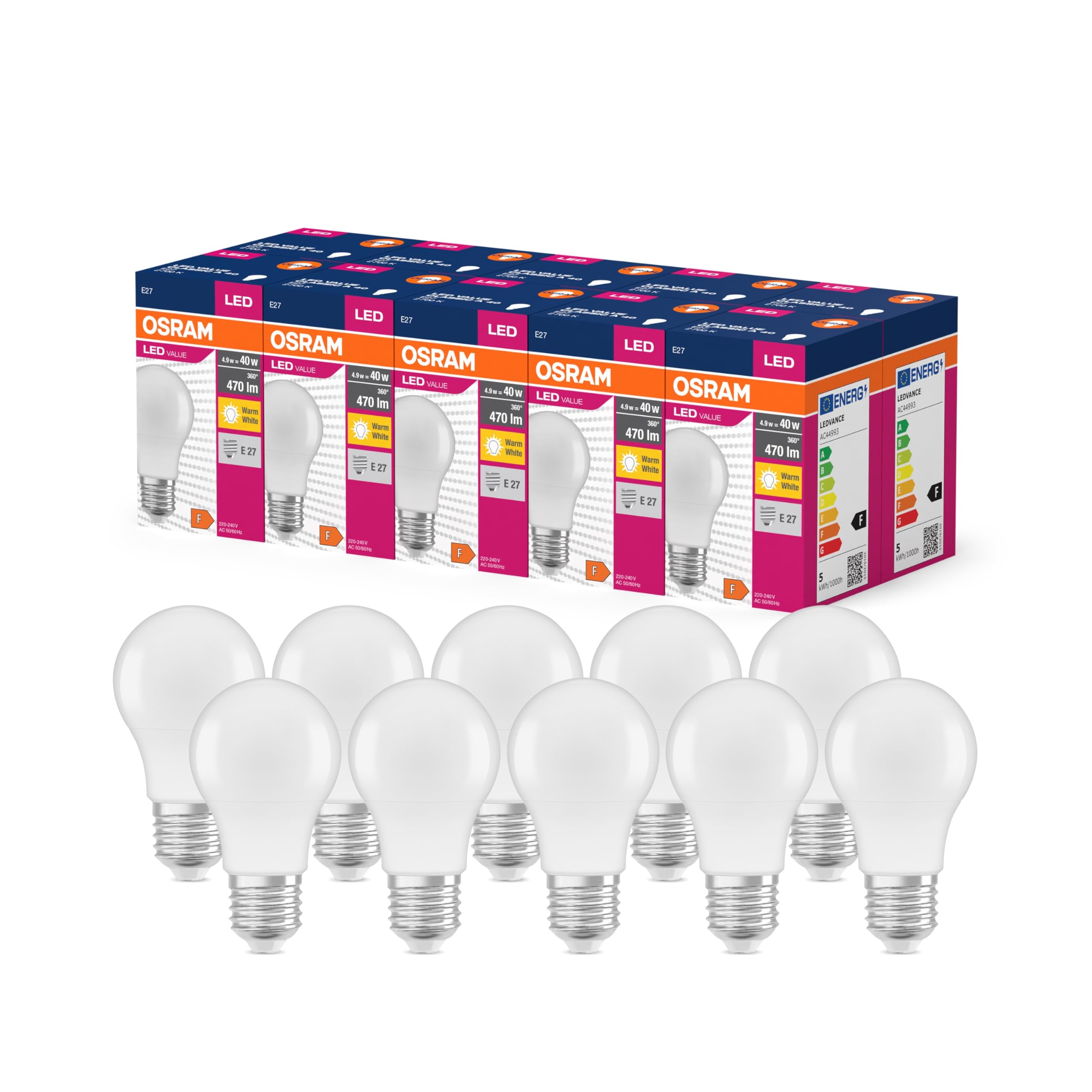 ams OSRAM Star Value A40 E27 Birne Warmweiß 40W 10er-Pack