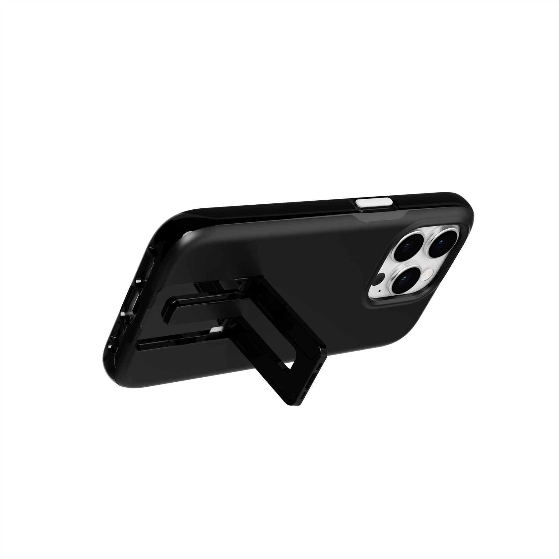 Tech21 EvoCrystal Kick iPhone 15 Pro Hülle Obsidian Black Ständer
