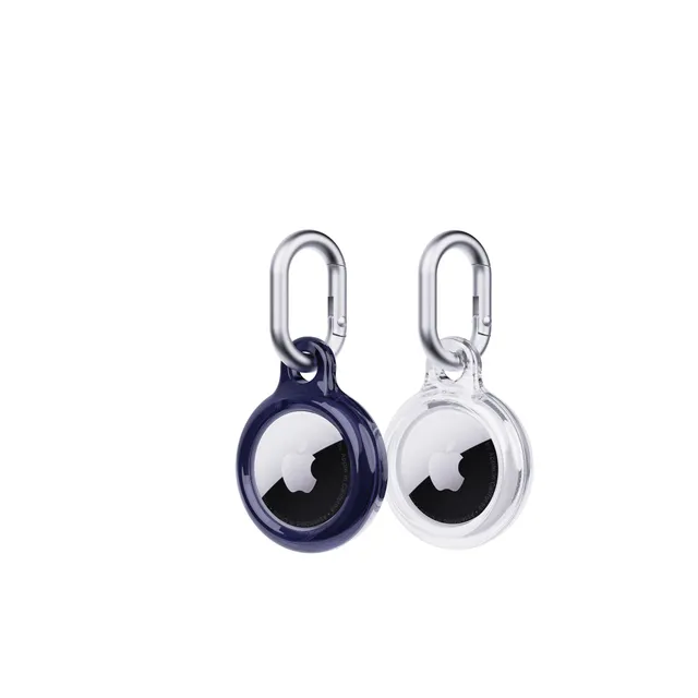Tech21 EvoPop AirTag Hülle 2er Future Dusk Clear Karabiner