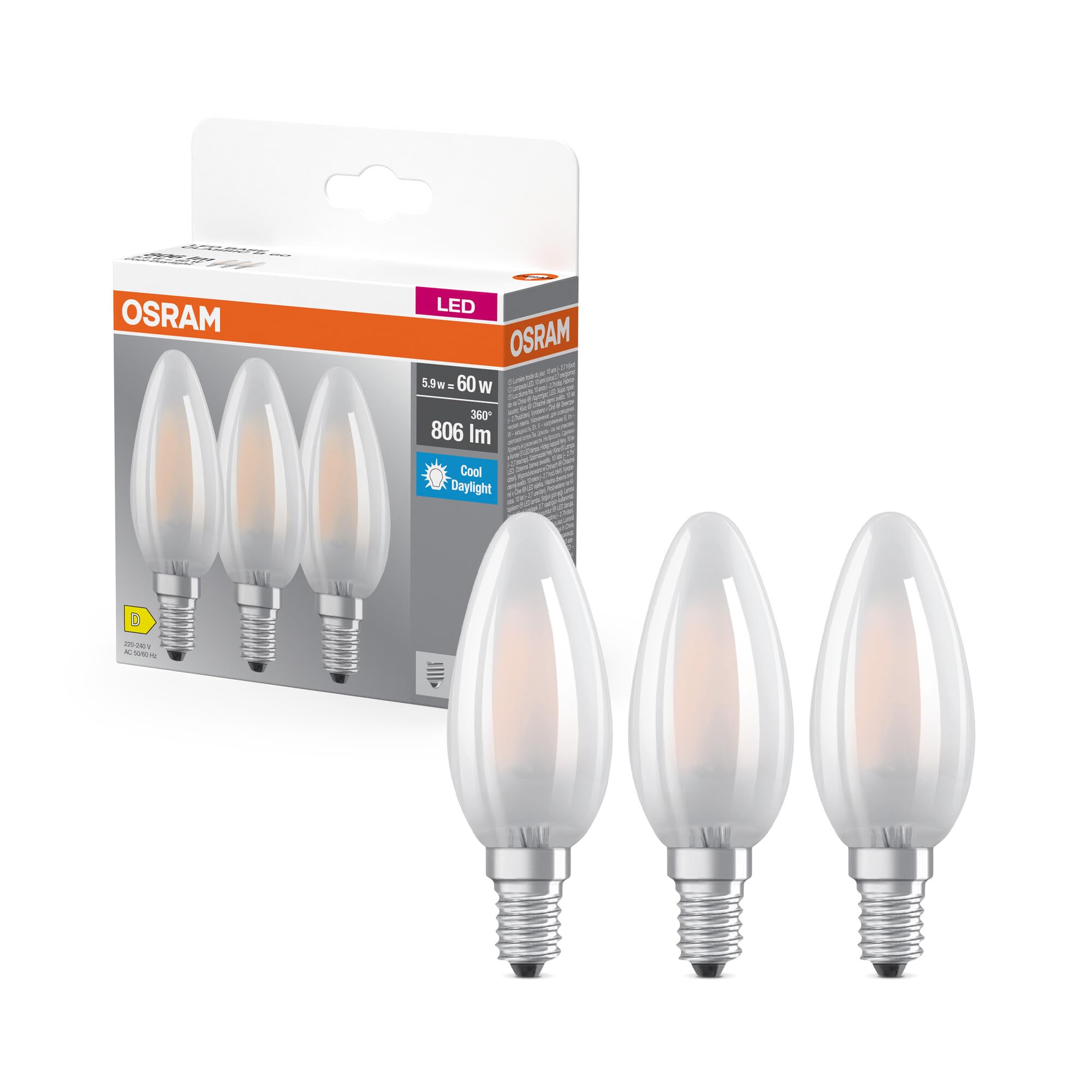 ams OSRAM Smart+ P40 LED E14 4,2W 5er-Pack warmweiß