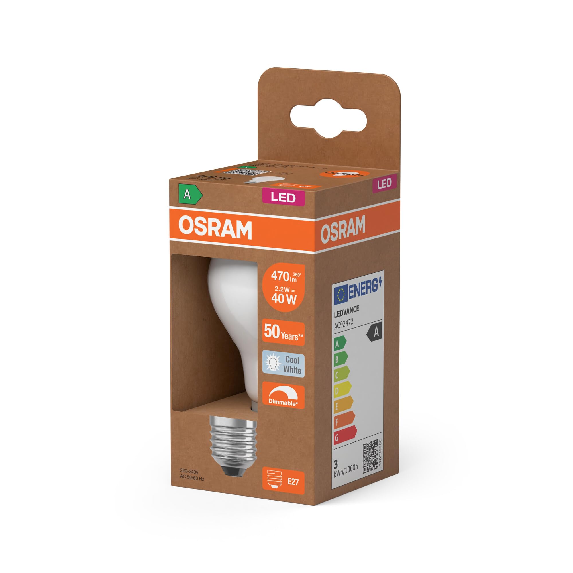 ams OSRAM SMART+ LED Classic A40 E27 2,2W 1er dimmbar