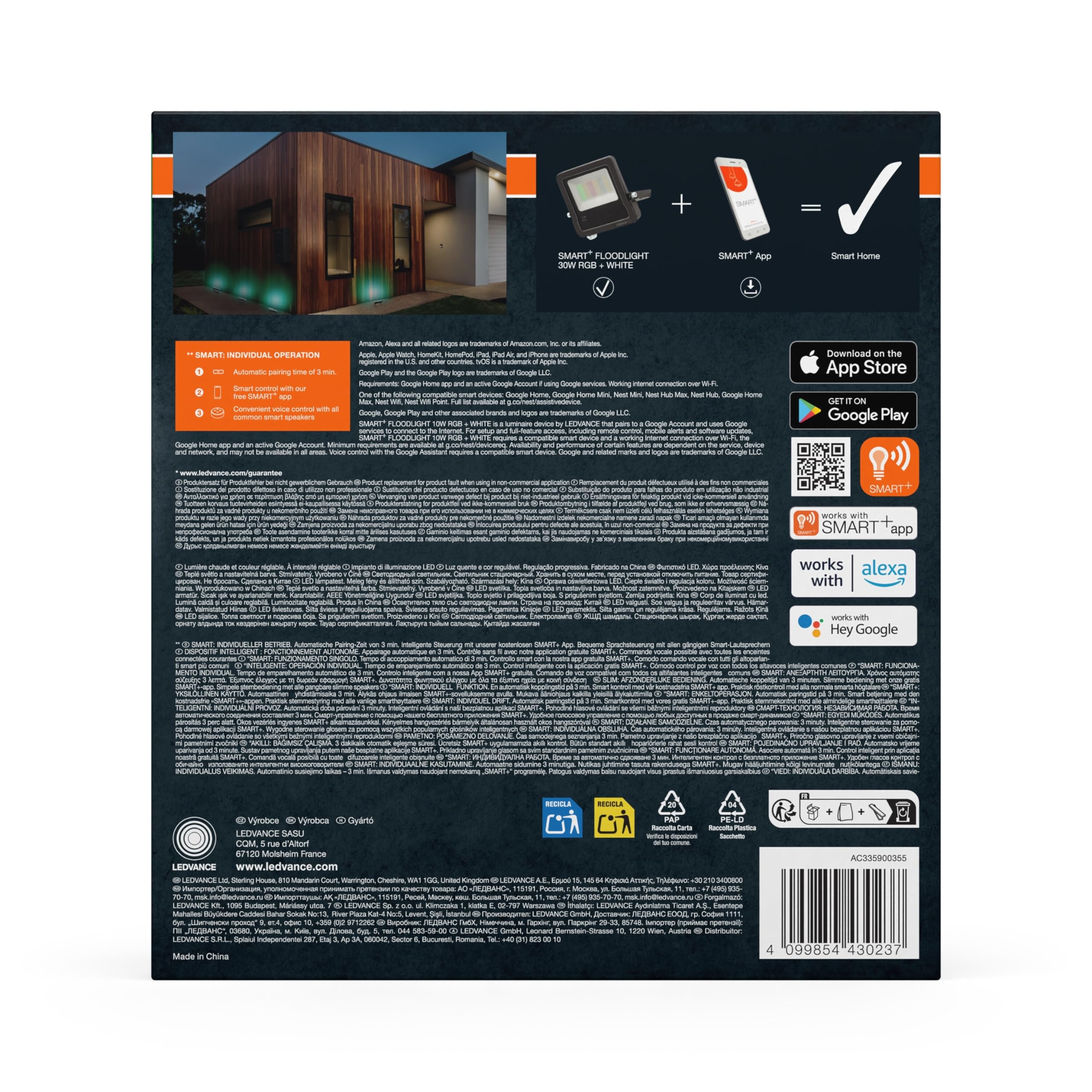 OSRAM SMART+ WiFi Fluter 30W dunkelgrau RGB+W Alu IP65