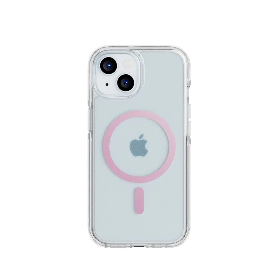 Tech21 FlexQuartz iPhone 15/14/13/16e Hülle Clear Pink MagSafe