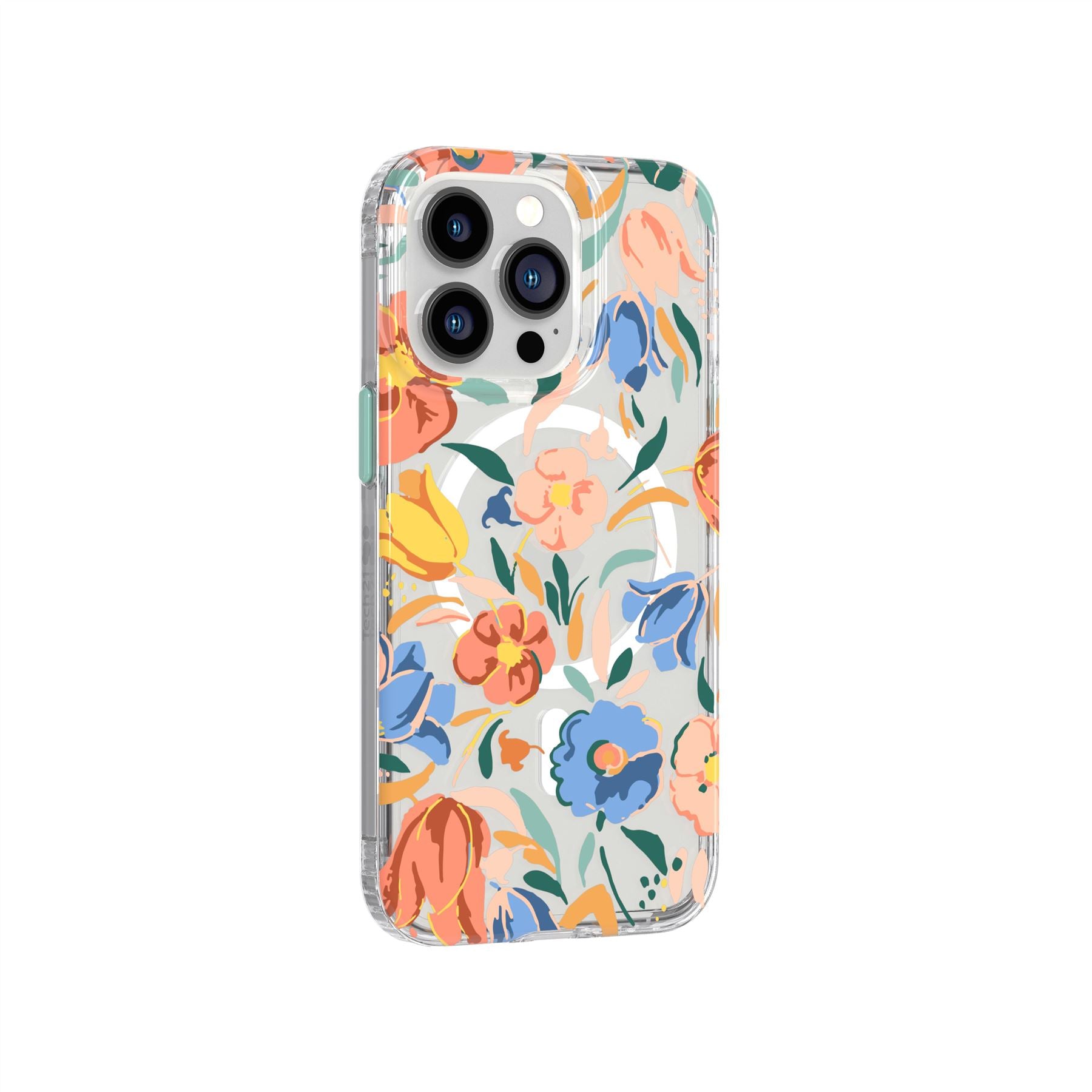 Tech21 EvoArt iPhone 13 Pro Handyhülle Peach Tulip MagSafe