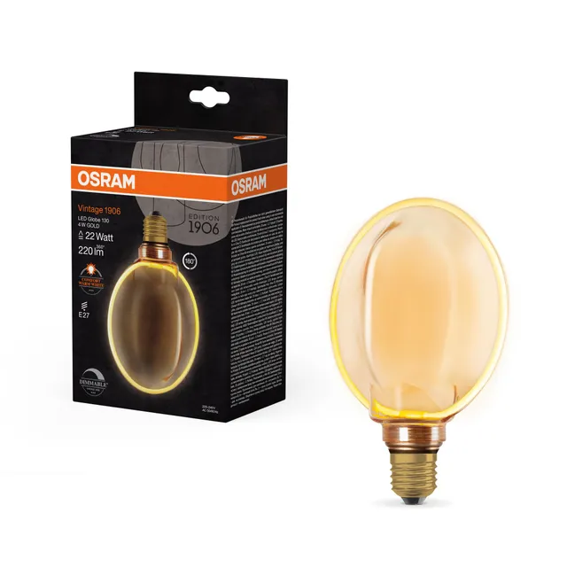 ams OSRAM SMART+ Vintage 1906 Globe 130 E27 4W Gold dimmbar