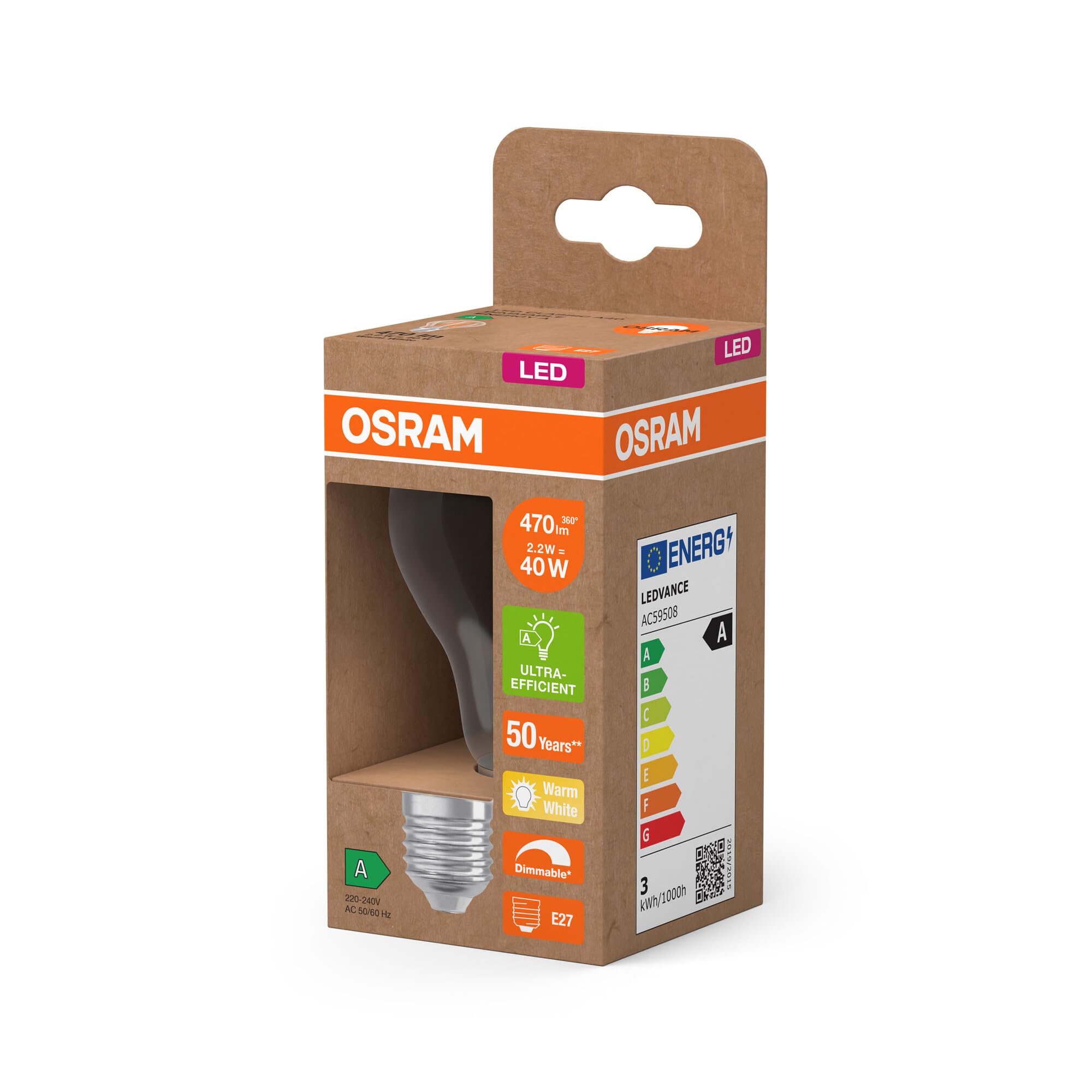 ams OSRAM SMART+ Classic A 40 LED-Lampe E27 6er-Pack dimmbar