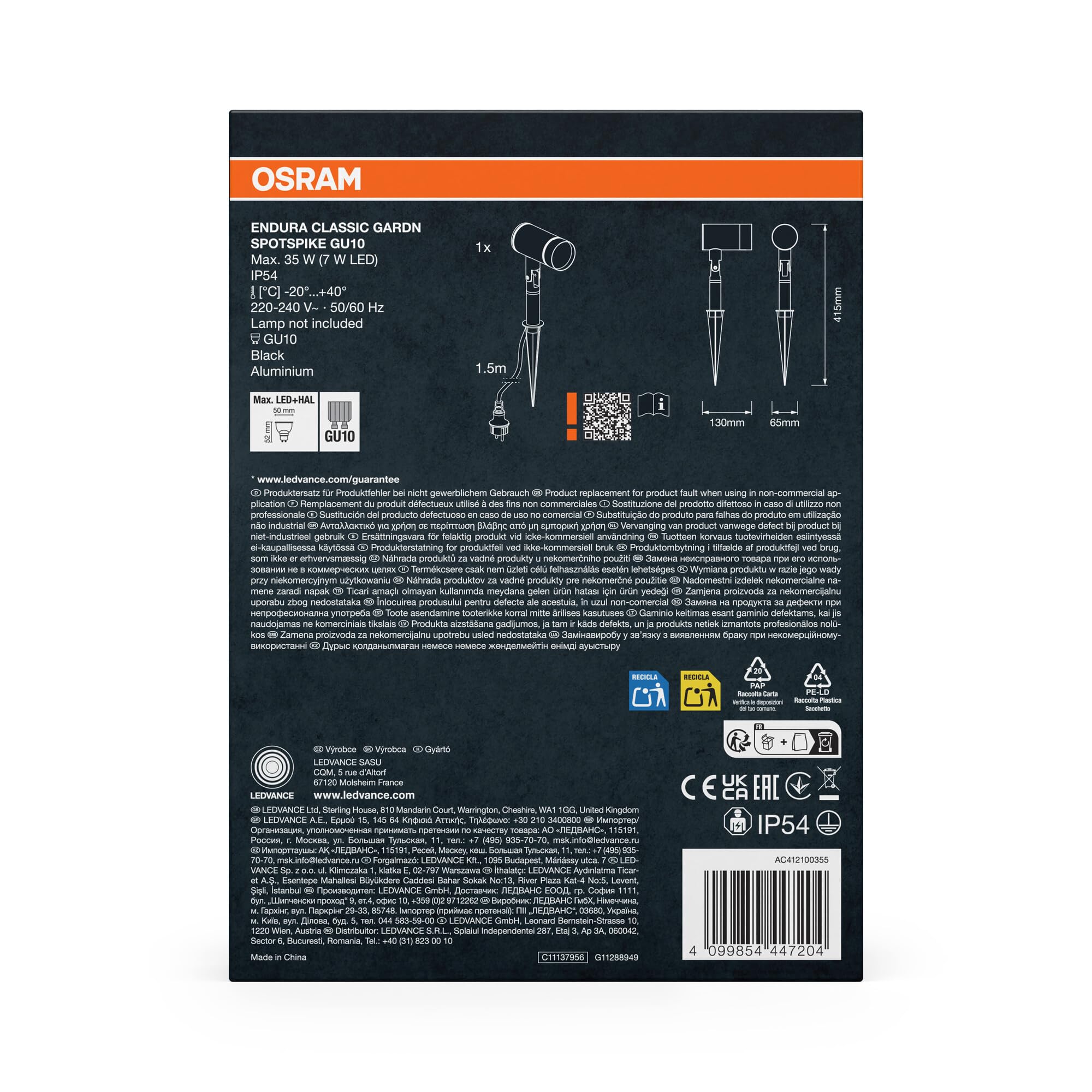 OSRAM ENDURA Garden Gartenstrahler Erdspieß schwarz GU10