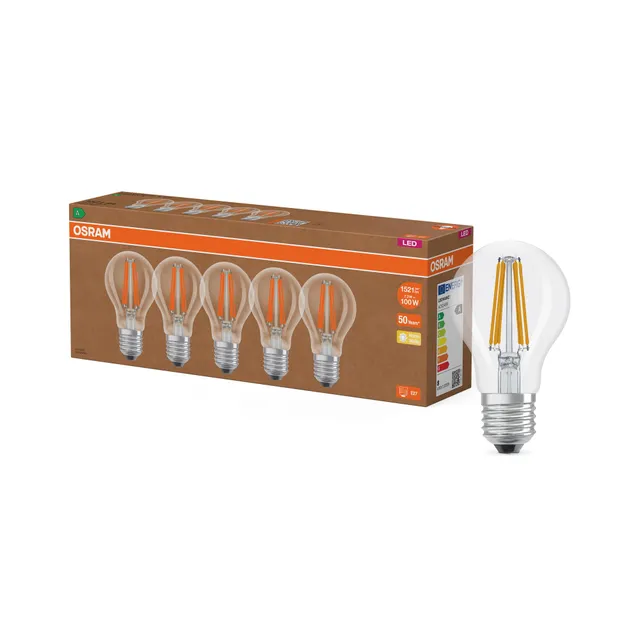 OSRAM SMART+ Filament LED-Birne E27 100W 5er-Pack warmweiß