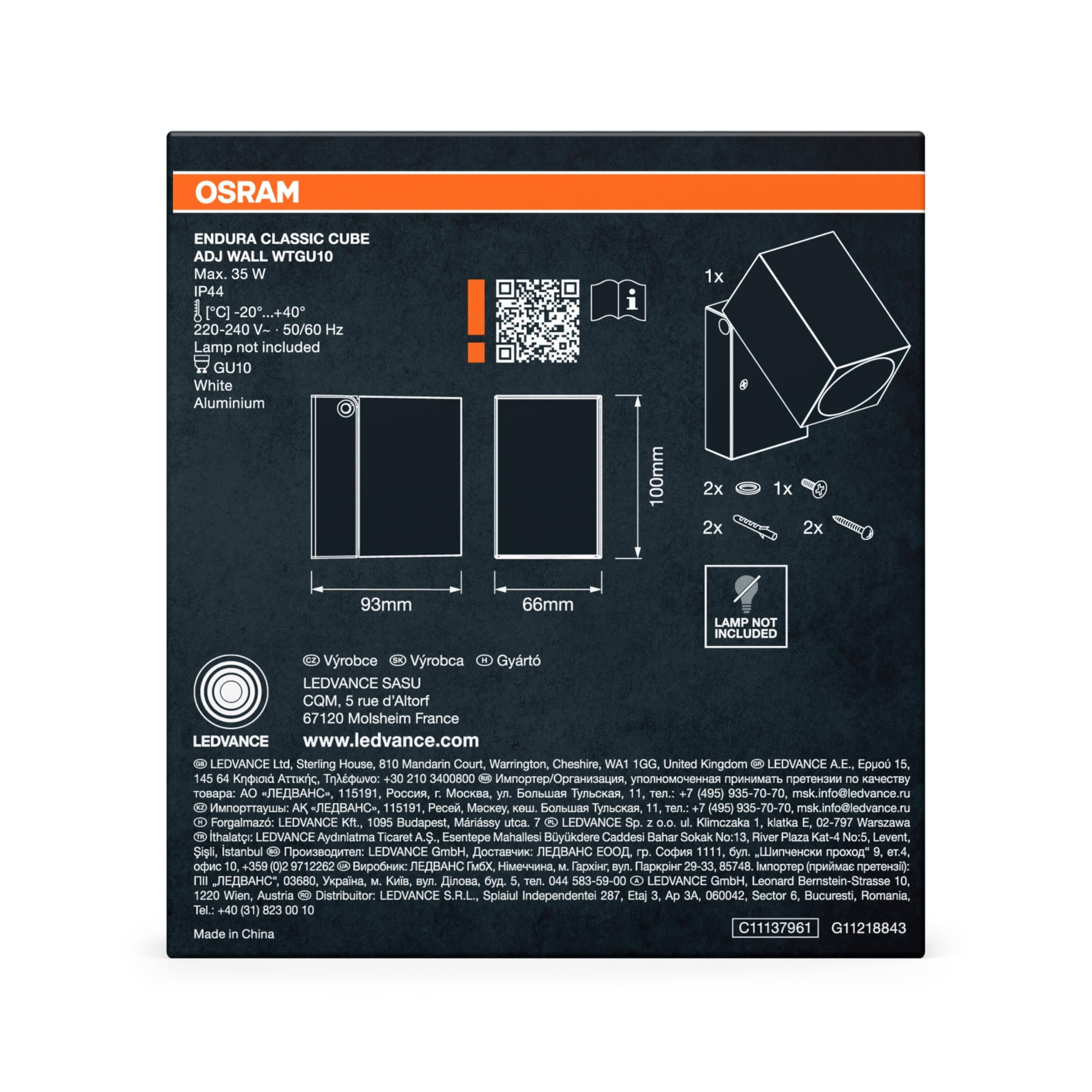 ams OSRAM ENDURA Classic Cube Außen-Wandleuchte weiß GU10