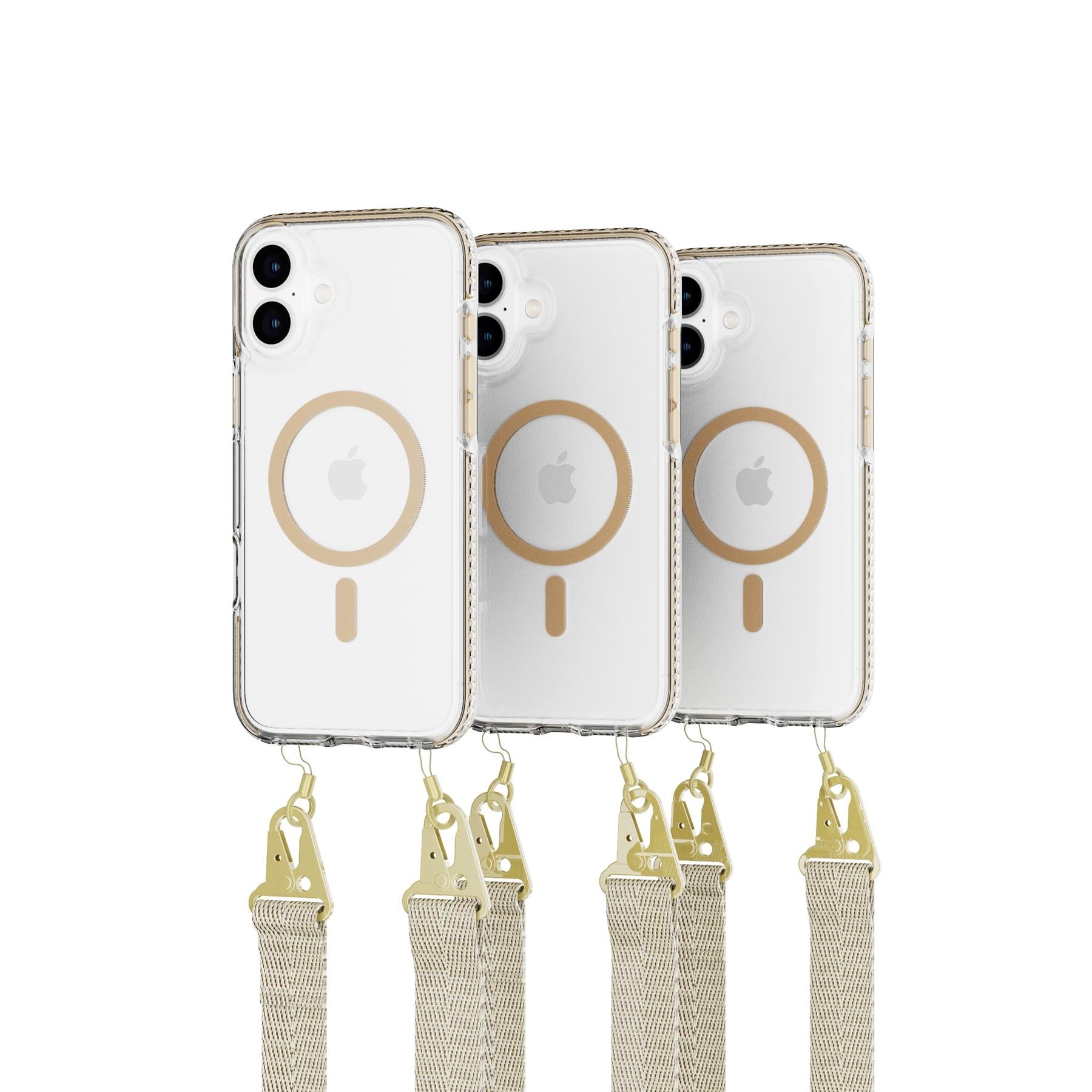 Tech21 EvoCrystal iPhone 16 Plus Hülle Gold mit Cross-Body