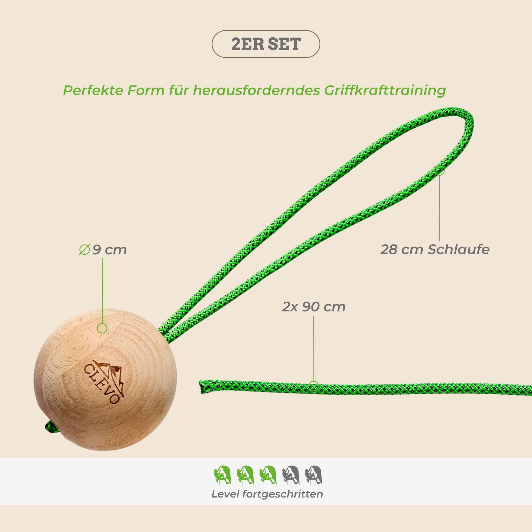 CLEVO Hangball Kletterkugeln Holz Griffkraft-Trainer Boulder
