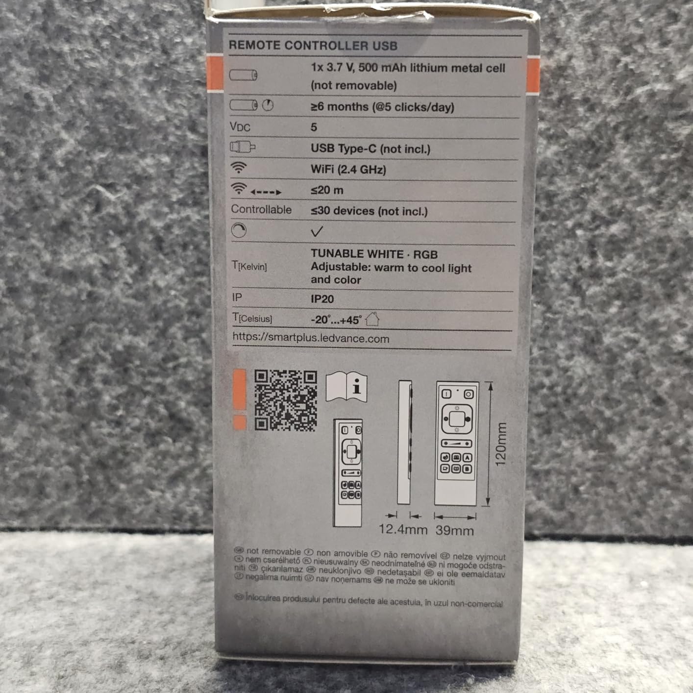 OSRAM SMART+ WIFI Fernbedienung schwarz USB-C dimmbar