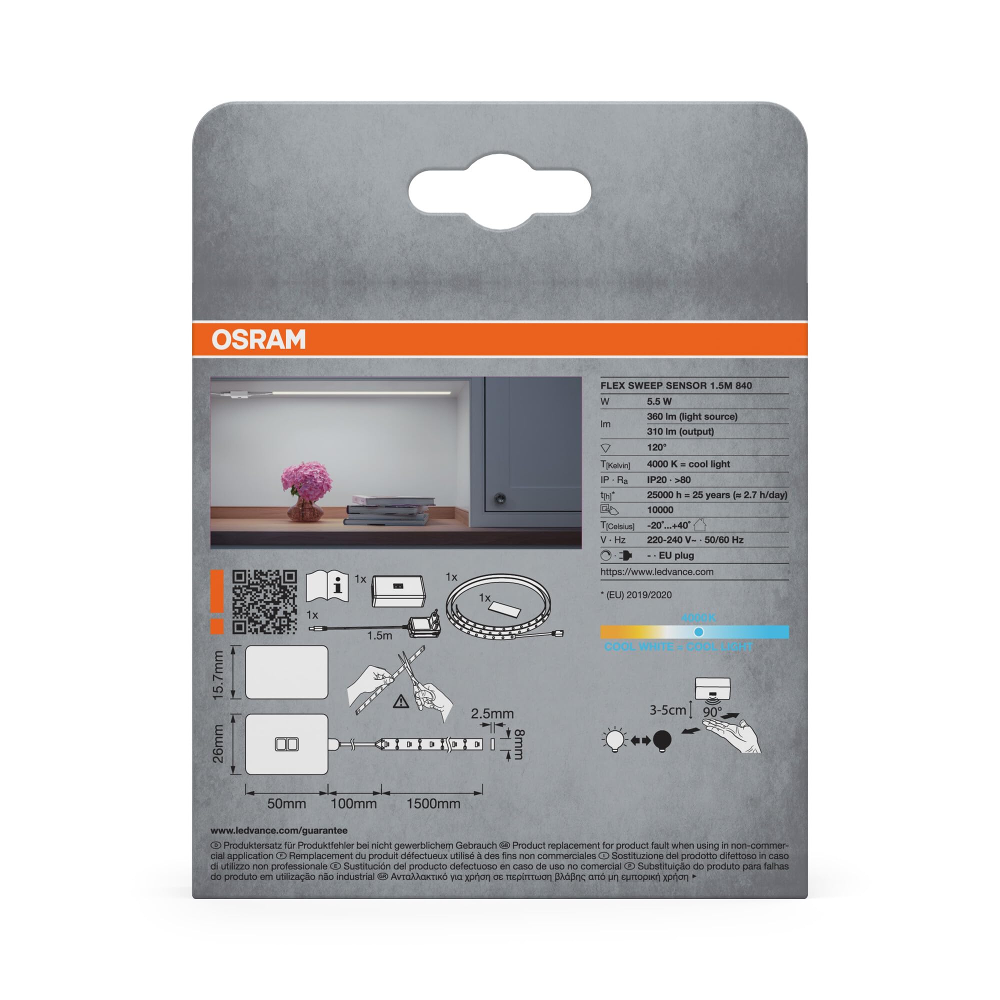 OSRAM SMART+ Flex Sweep Sensor LED-Streifen 1,5 m kaltweiß Wischsensor