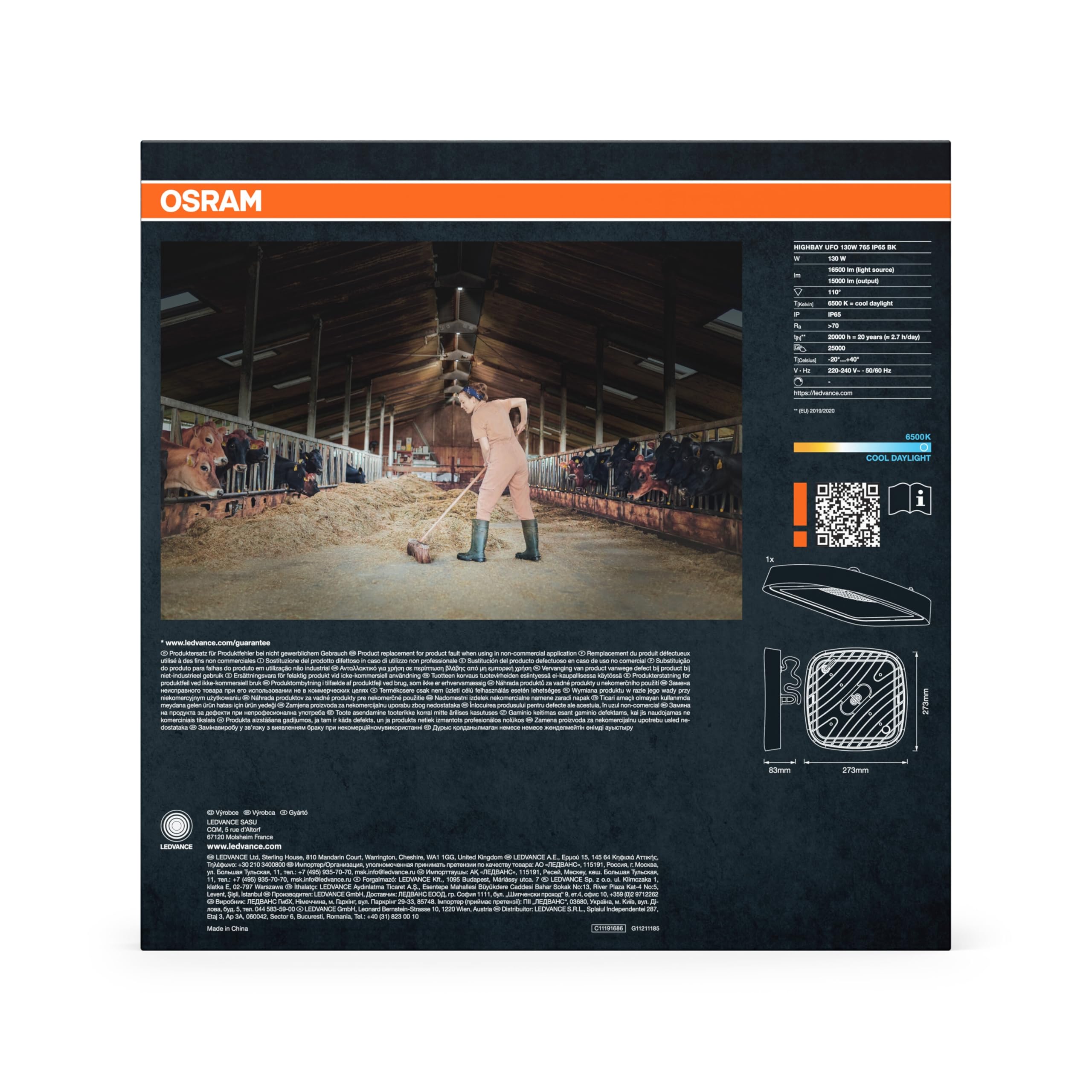 ams OSRAM SMART+ Highbay UFO Deckenleuchte schwarz 150W Tageslicht